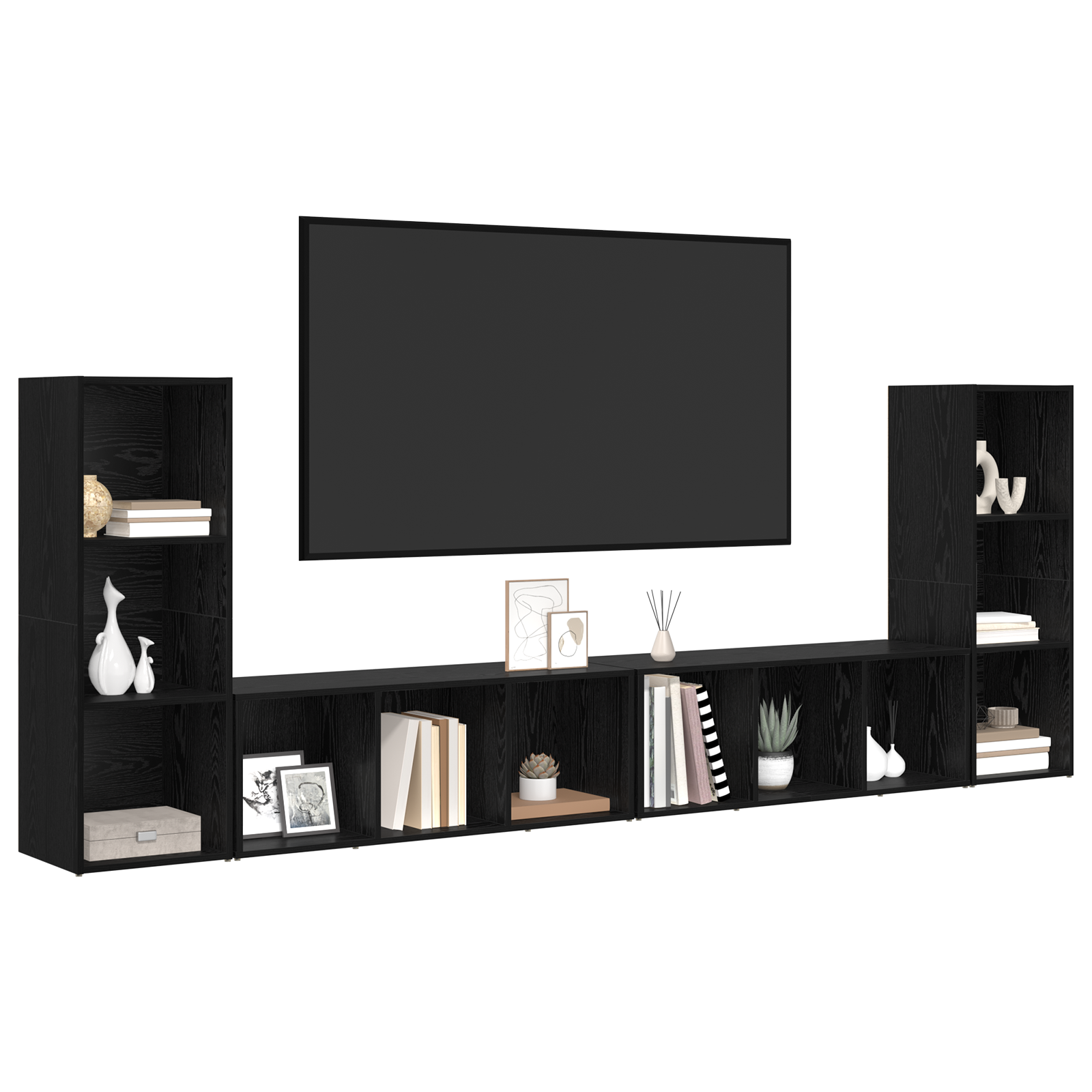 vidaXL Cabinet TV cu raft cu depozitare 4 pcs Stejar negru 37 x 35 x 107.5 cm vidaXL Cabinet TV cu raft cu depozitare 4 pcs Stejar negru 37 x 35 x 107.5 cm