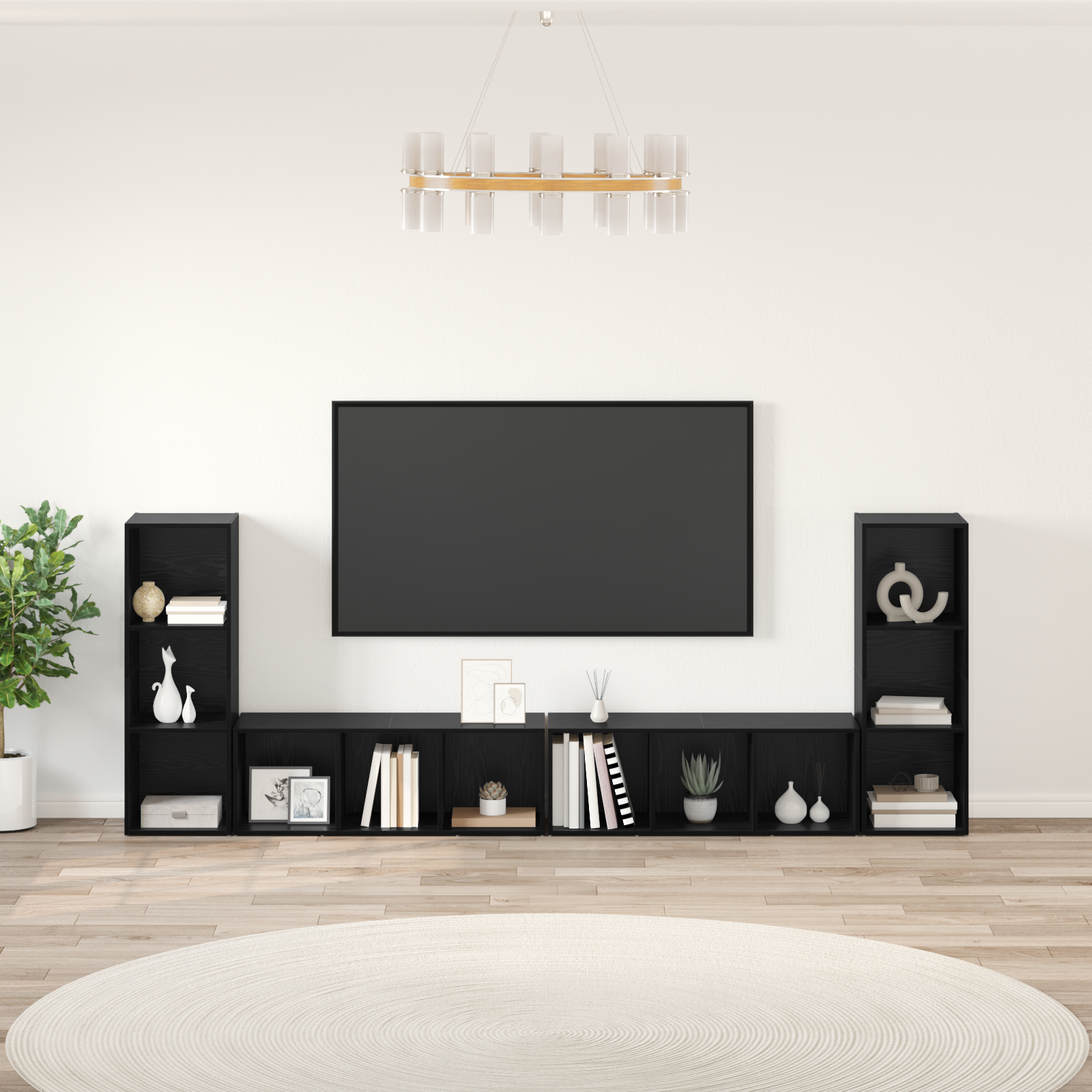 vidaXL Cabinet TV cu raft cu depozitare 4 pcs Stejar negru 37 x 35 x 107.5 cm vidaXL Cabinet TV cu raft cu depozitare 4 pcs Stejar negru 37 x 35 x 107.5 cm