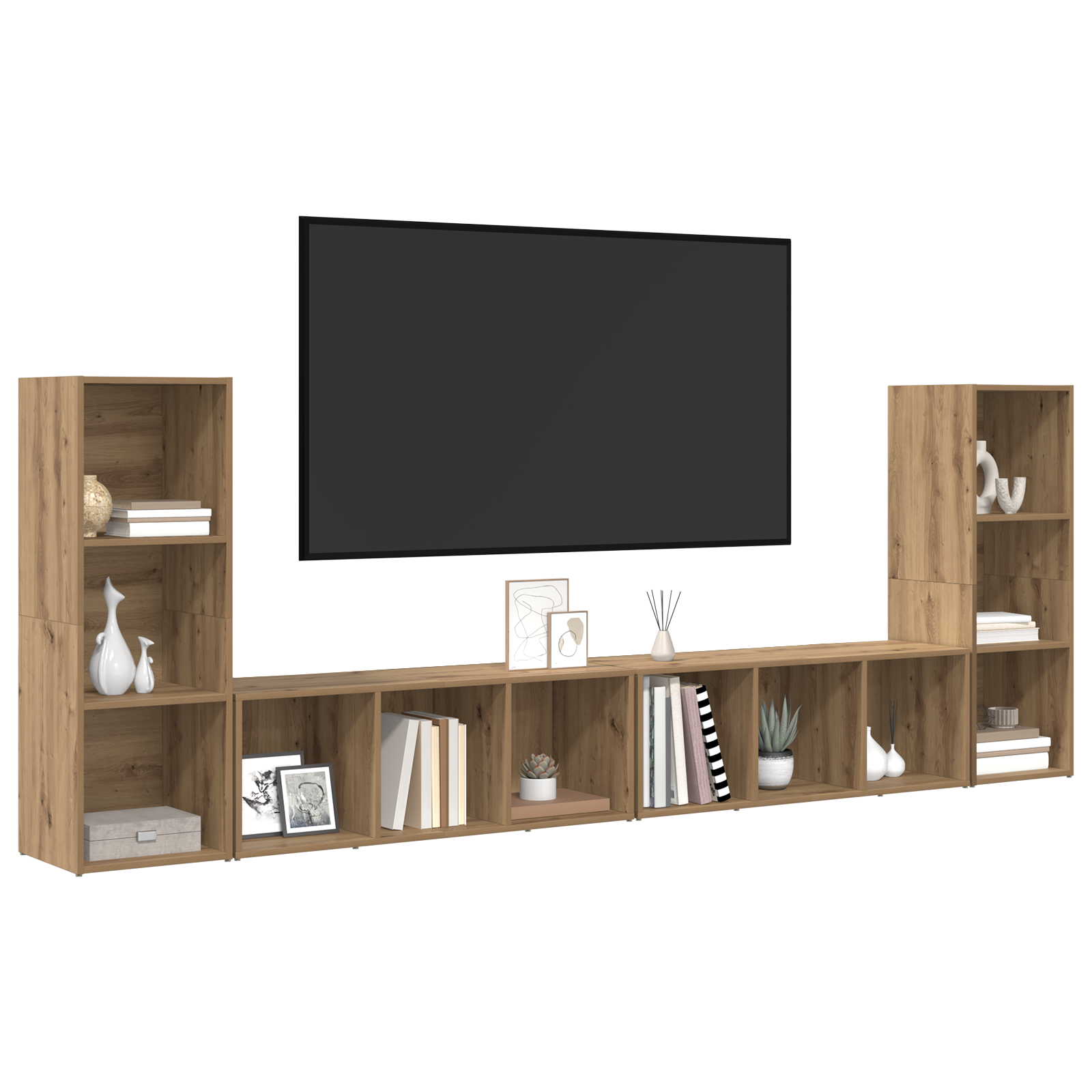 vidaXL Cabinet TV cu raft 4 pcs Stejar artisanal 37 x 35 x 107.5 cm vidaXL Cabinet TV cu raft 4 pcs Stejar artisanal 37 x 35 x 107.5 cm