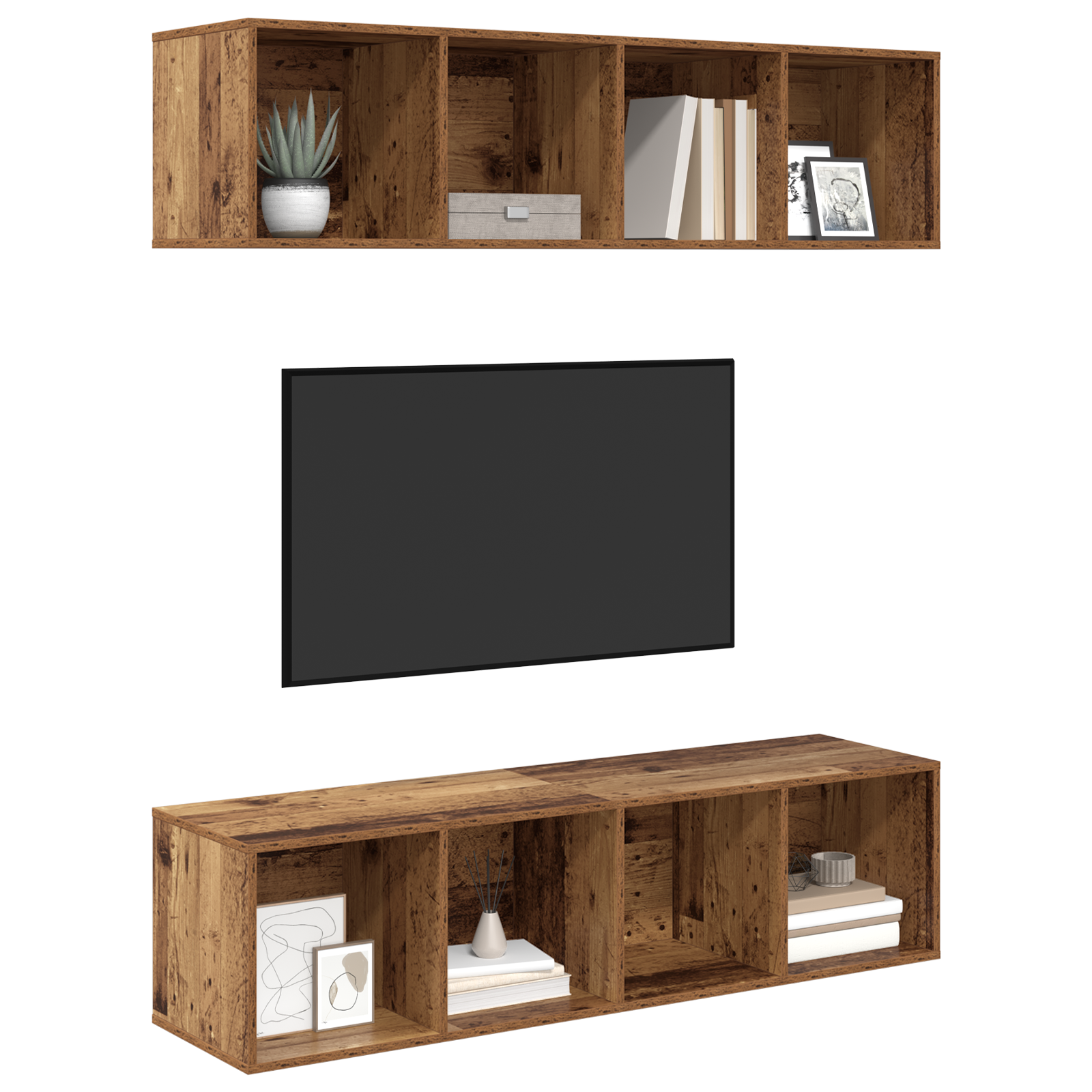 vidaXL Set comodă TV 2 pcs Lemn vechi 37 x 37 x 142.5 cm Lemn compozit vidaXL Set comodă TV 2 pcs Lemn vechi 37 x 37 x 142.5 cm Lemn compozit