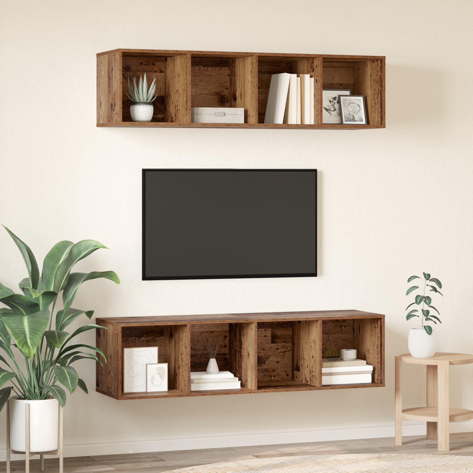 vidaXL Set comodă TV 2 pcs Lemn vechi 37 x 37 x 142.5 cm Lemn compozit vidaXL Set comodă TV 2 pcs Lemn vechi 37 x 37 x 142.5 cm Lemn compozit