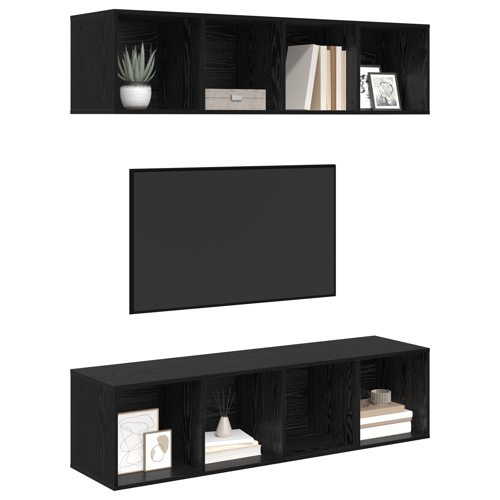 vidaXL Set comodă TV Pe perete 2 pcs Stejar negru 37 x 37 x 142.5 cm vidaXL Set comodă TV Pe perete 2 pcs Stejar negru 37 x 37 x 142.5 cm