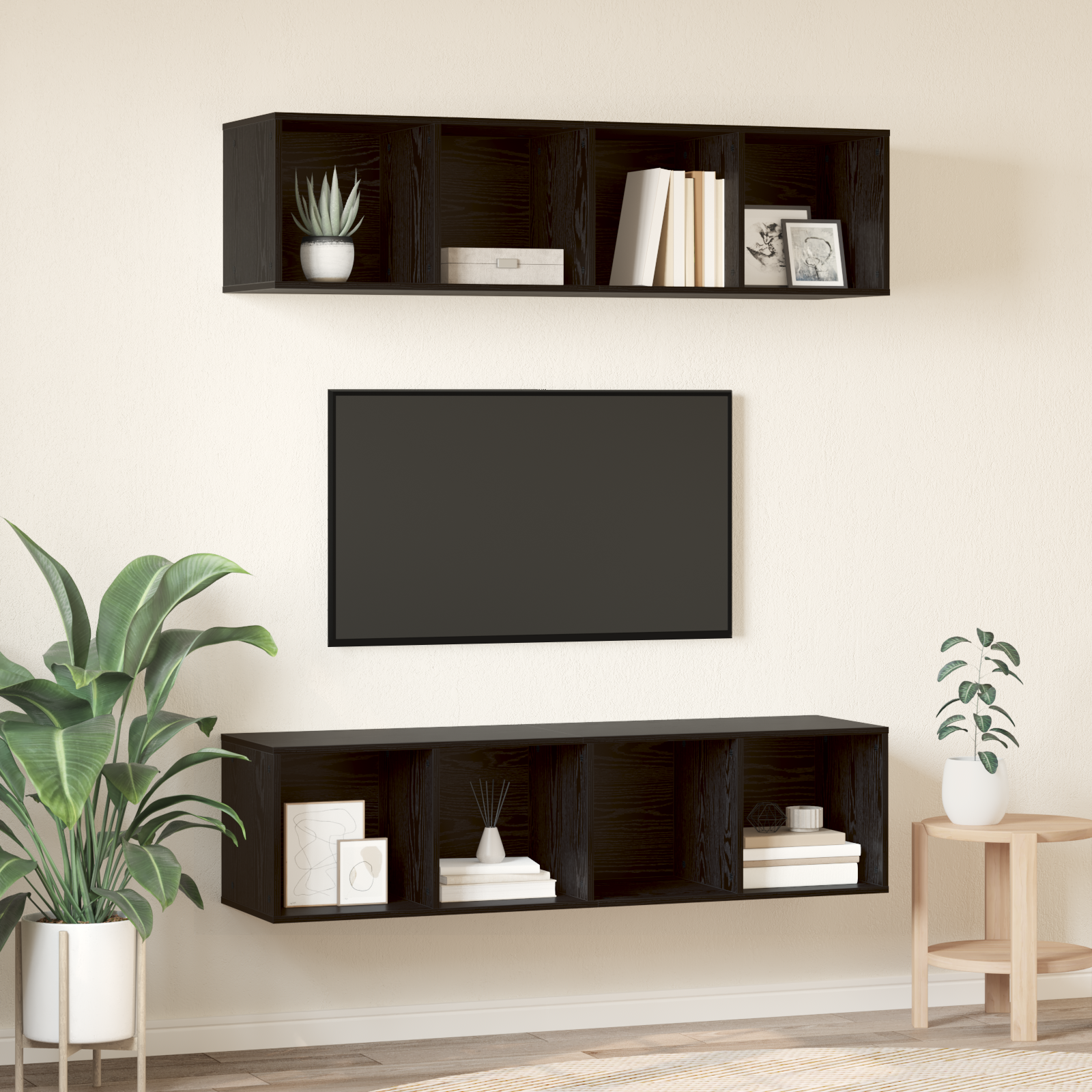 vidaXL Set comodă TV Pe perete 2 pcs Stejar negru 37 x 37 x 142.5 cm vidaXL Set comodă TV Pe perete 2 pcs Stejar negru 37 x 37 x 142.5 cm