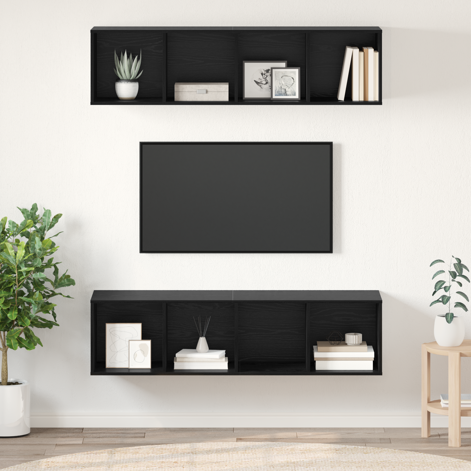 vidaXL Set comodă TV Pe perete 2 pcs Stejar negru 37 x 37 x 142.5 cm vidaXL Set comodă TV Pe perete 2 pcs Stejar negru 37 x 37 x 142.5 cm