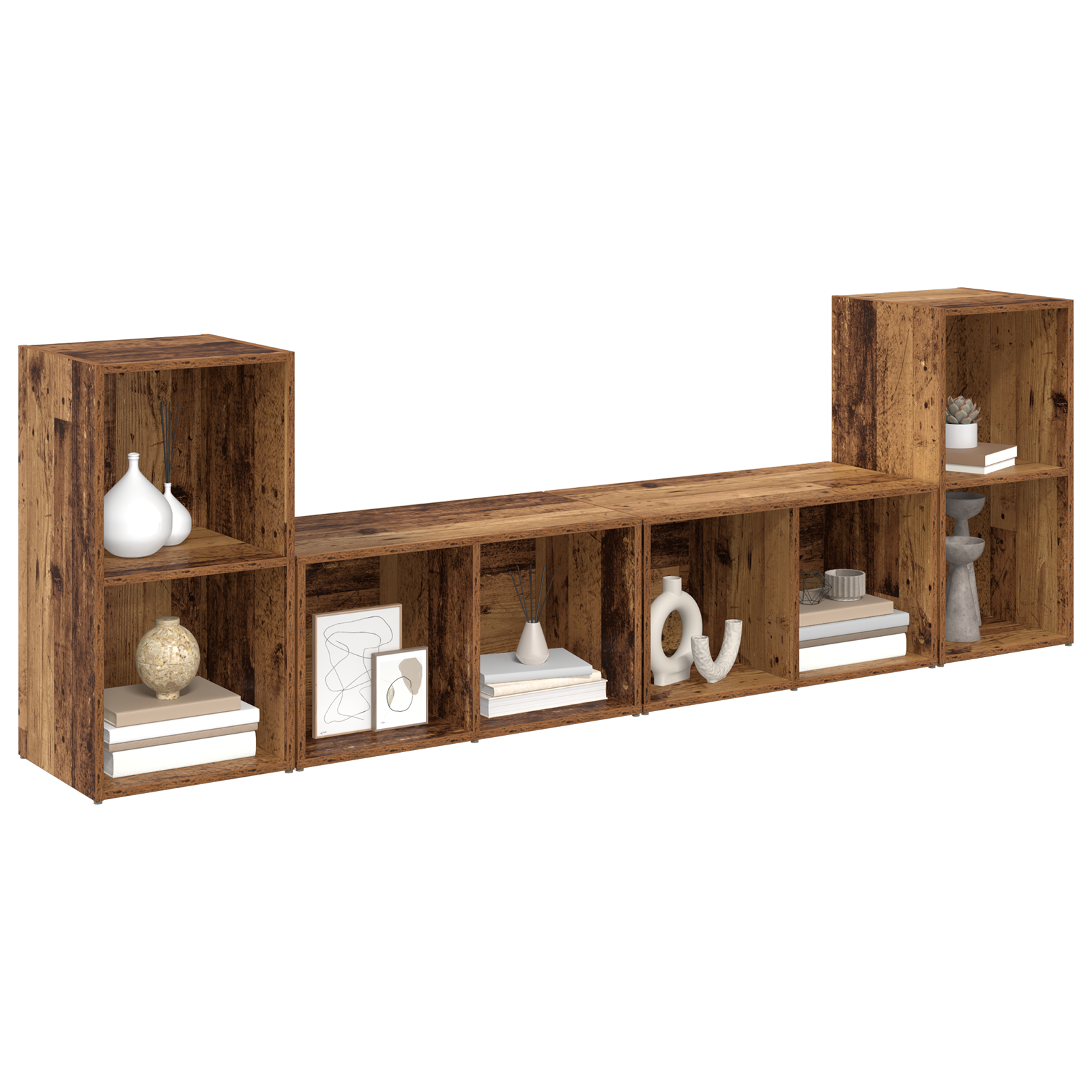 vidaXL Set comodă TV 4 pcs Lemn vechi 37 x 35 x 72 cm Lemn compozit vidaXL Set comodă TV 4 pcs Lemn vechi 37 x 35 x 72 cm Lemn compozit
