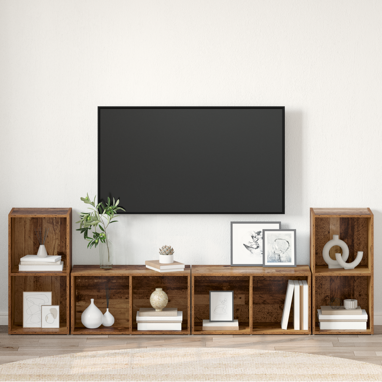 vidaXL Set comodă TV 4 pcs Lemn vechi 37 x 35 x 72 cm Lemn compozit vidaXL Set comodă TV 4 pcs Lemn vechi 37 x 35 x 72 cm Lemn compozit