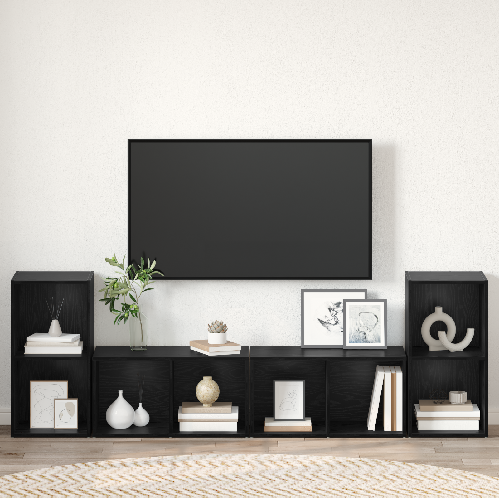 vidaXL Set comodă TV 4 pcs Stejar negru 37 x 35 x 72 cm Lemn compozit vidaXL Set comodă TV 4 pcs Stejar negru 37 x 35 x 72 cm Lemn compozit
