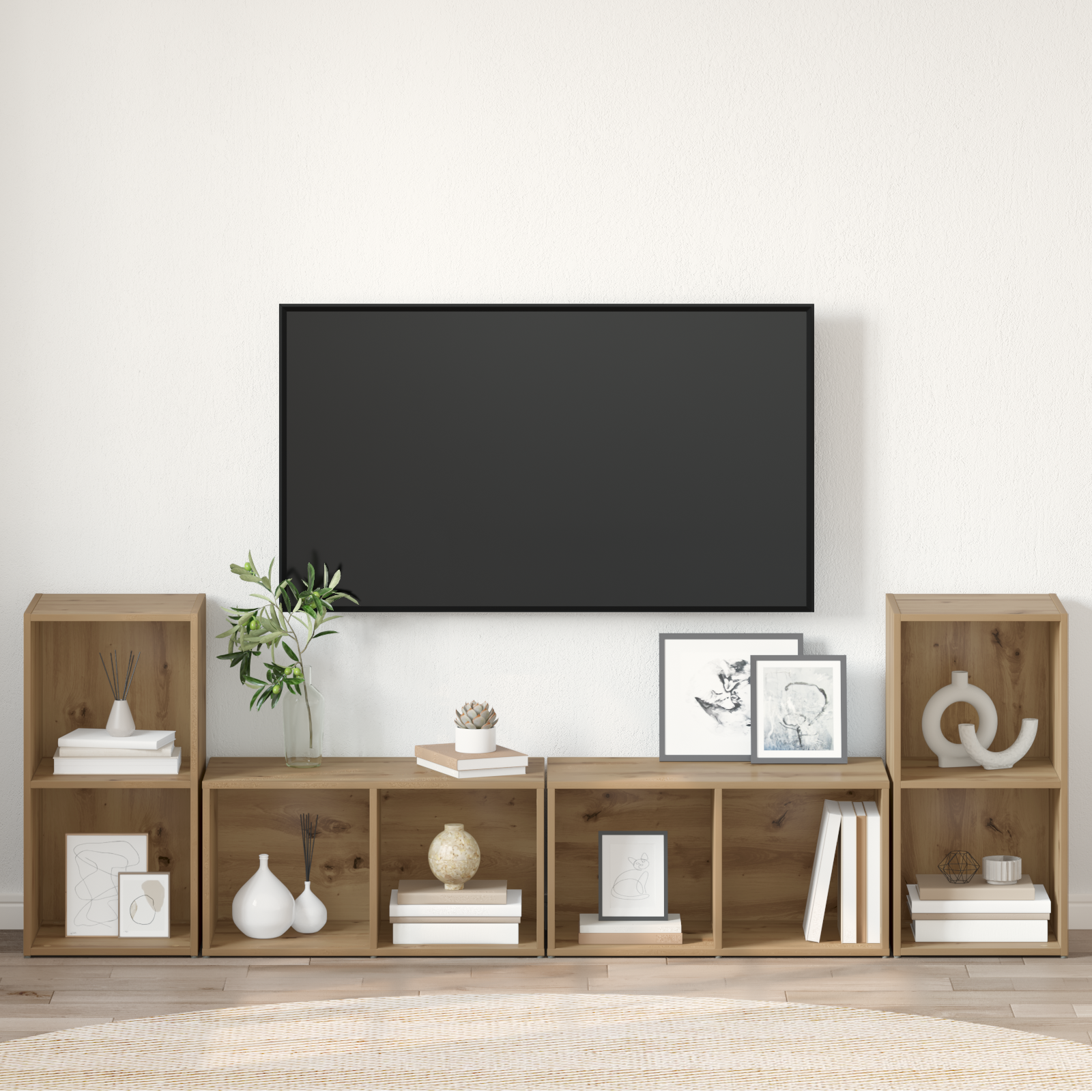 vidaXL Set comodă TV 4 pcs stejar artizanal 37 x 35 x 72 cm vidaXL Set comodă TV 4 pcs stejar artizanal 37 x 35 x 72 cm
