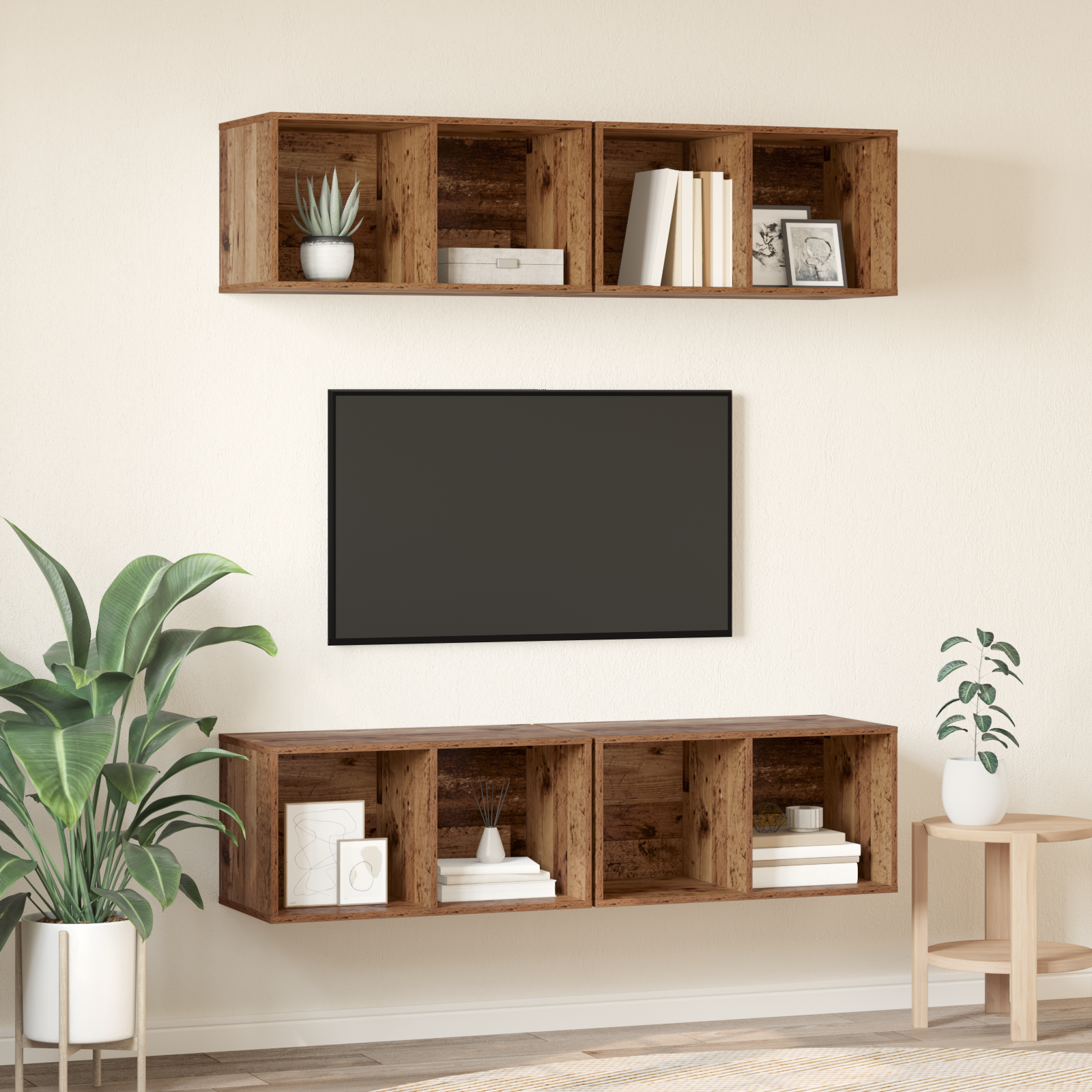 vidaXL Dulap pentru TV pe Perete 4 pcs Lemn vechi 37 x 37 x 72 cm