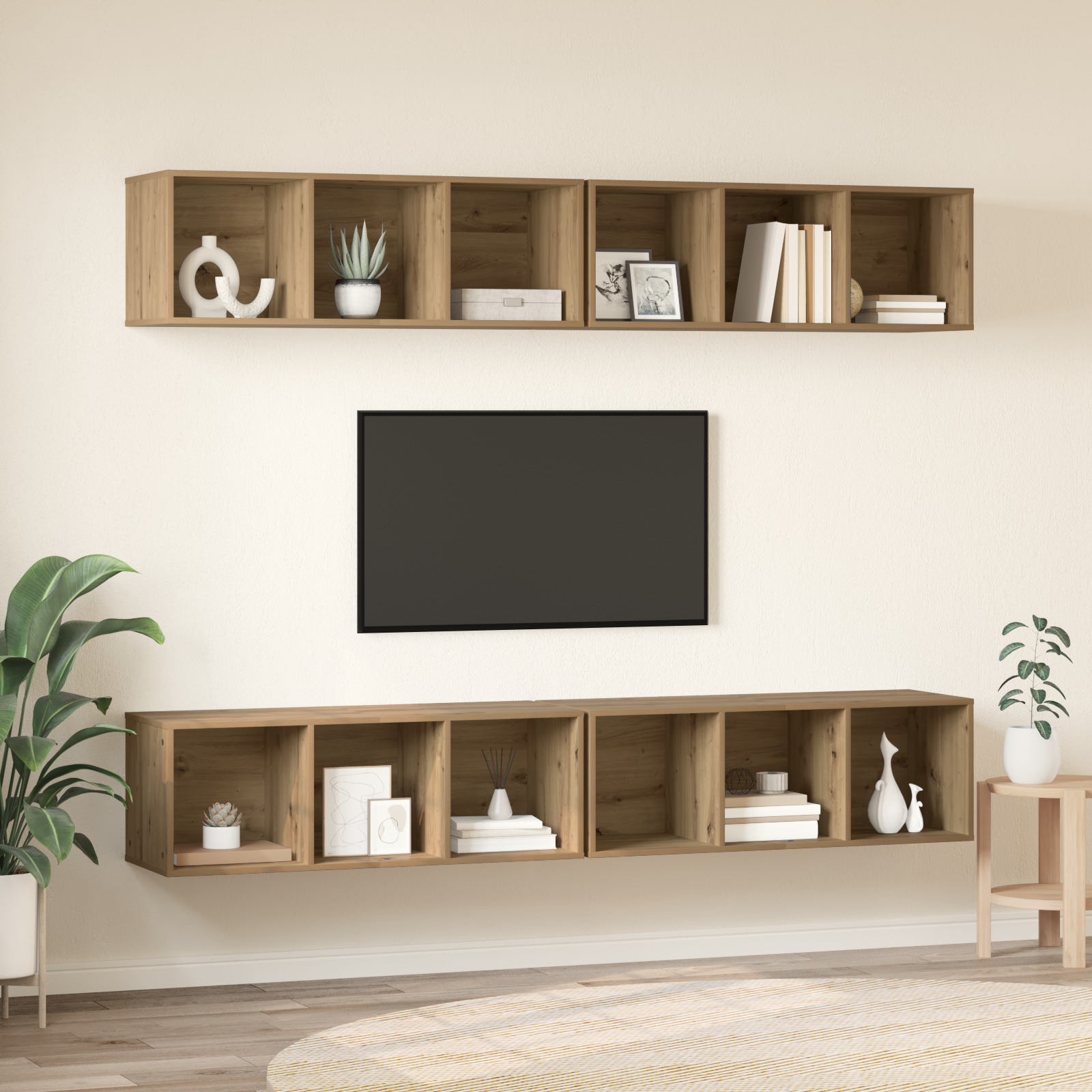 vidaXL Dulap pentru TV pe Perete Pe perete 4 pcs stejar artizanal