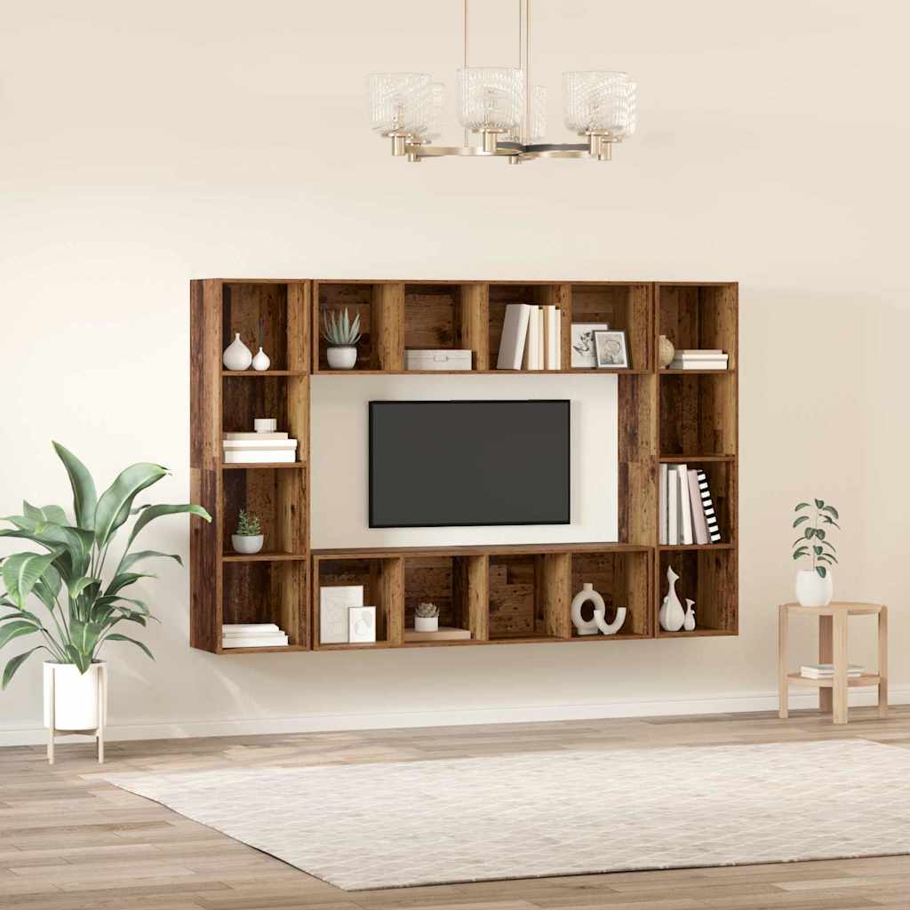 vidaXL Set comodă TV 4 pcs Maro 37 x 37 x 142,5 cm Lemn compozit