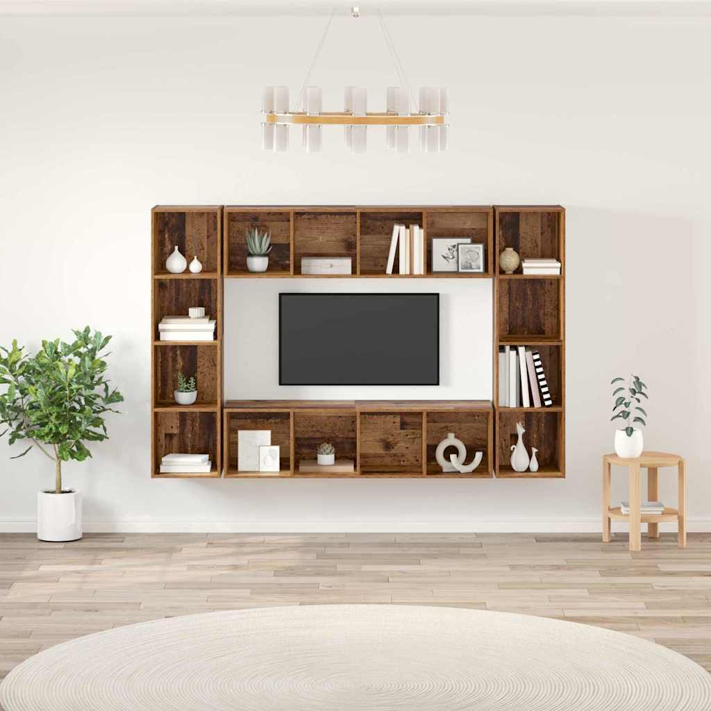 vidaXL Set comodă TV 4 pcs Maro 37 x 37 x 142,5 cm Lemn compozit