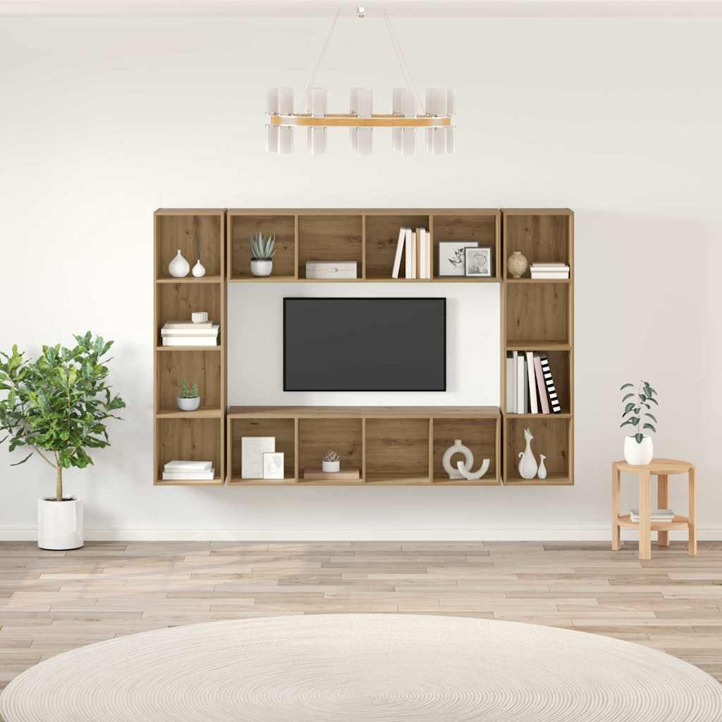 vidaXL Set comodă TV 4 pcs Maro 37 x 37 x 142,5 cm Lemn compozit