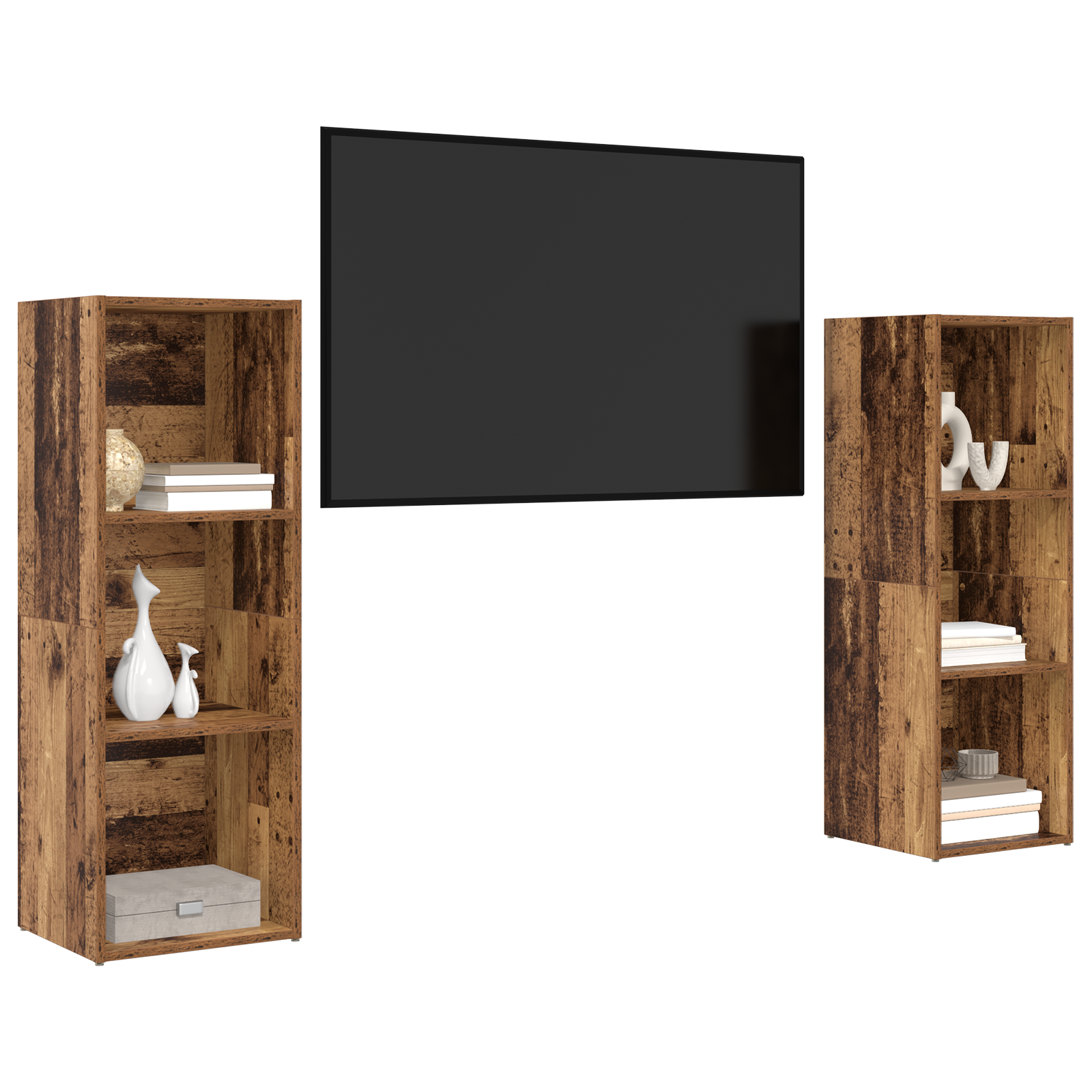 vidaXL Set comodă TV 2 pcs Lemn vechi 107 x 35 x 37 cm Lemn compozit vidaXL Set comodă TV 2 pcs Lemn vechi 107 x 35 x 37 cm Lemn compozit