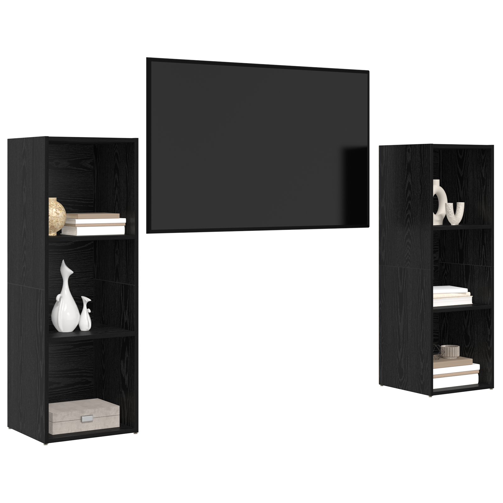 vidaXL Set comodă TV 2 pcs Stejar negru 107 x 35 x 37 cm Lemn compozit vidaXL Set comodă TV 2 pcs Stejar negru 107 x 35 x 37 cm Lemn compozit