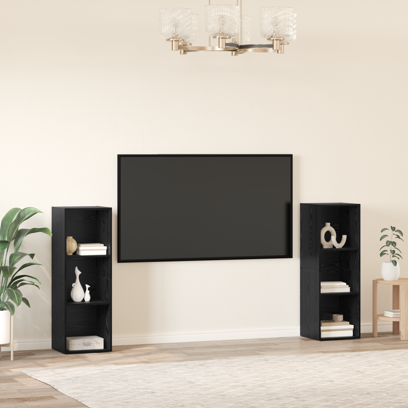 vidaXL Set comodă TV 2 pcs Stejar negru 107 x 35 x 37 cm Lemn compozit vidaXL Set comodă TV 2 pcs Stejar negru 107 x 35 x 37 cm Lemn compozit