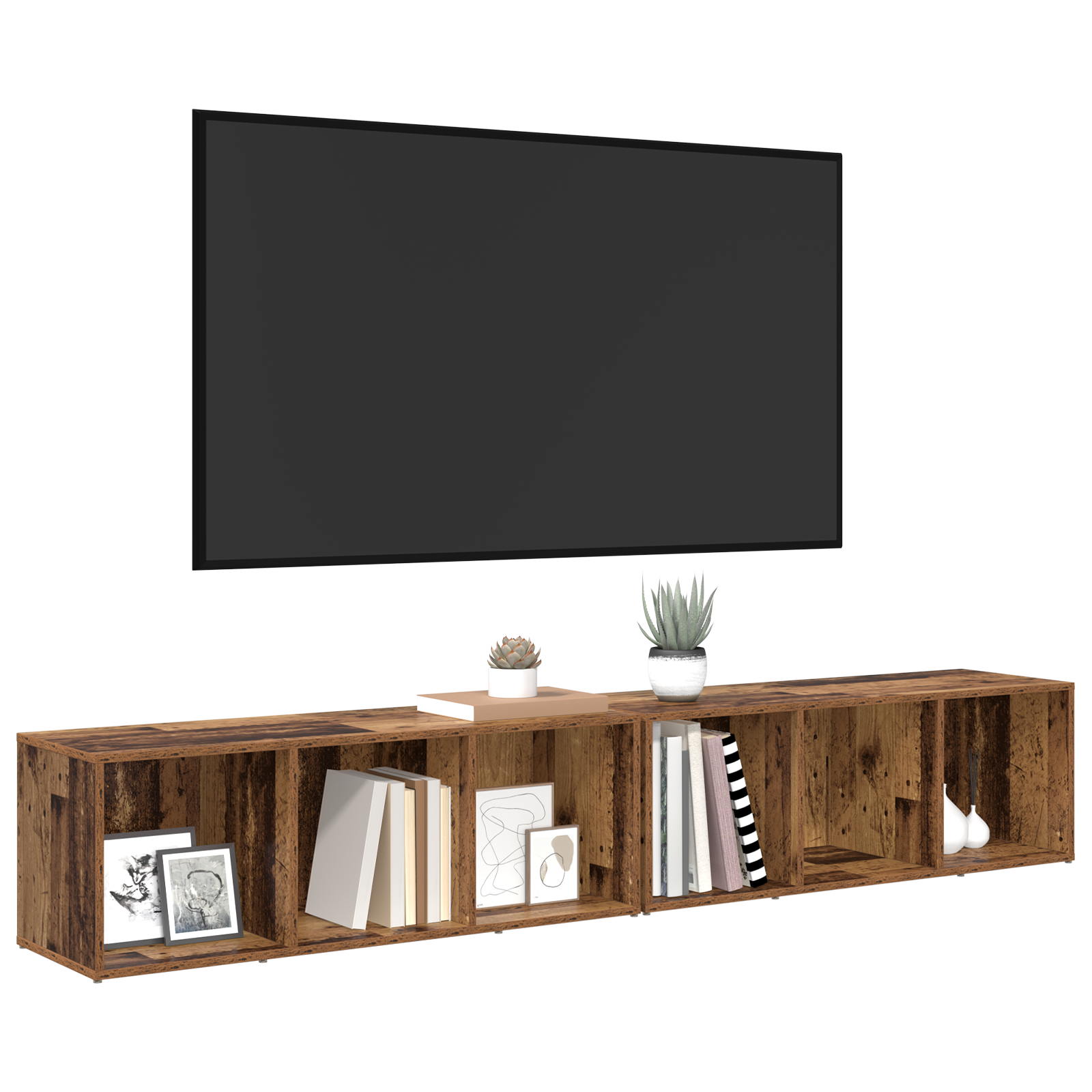 vidaXL Set comodă TV 2 pcs Lemn Vechi Lemn compozit vidaXL Set comodă TV 2 pcs Lemn Vechi Lemn compozit
