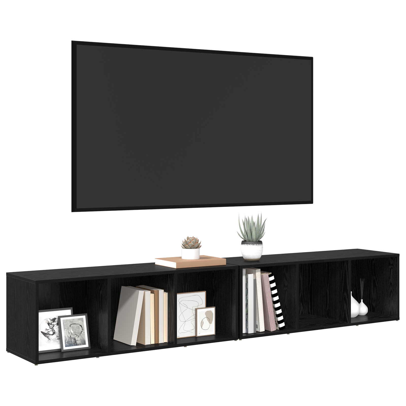 vidaXL Set comodă TV 2 pcs Stejar Negru Lemn compozit vidaXL Set comodă TV 2 pcs Stejar Negru Lemn compozit