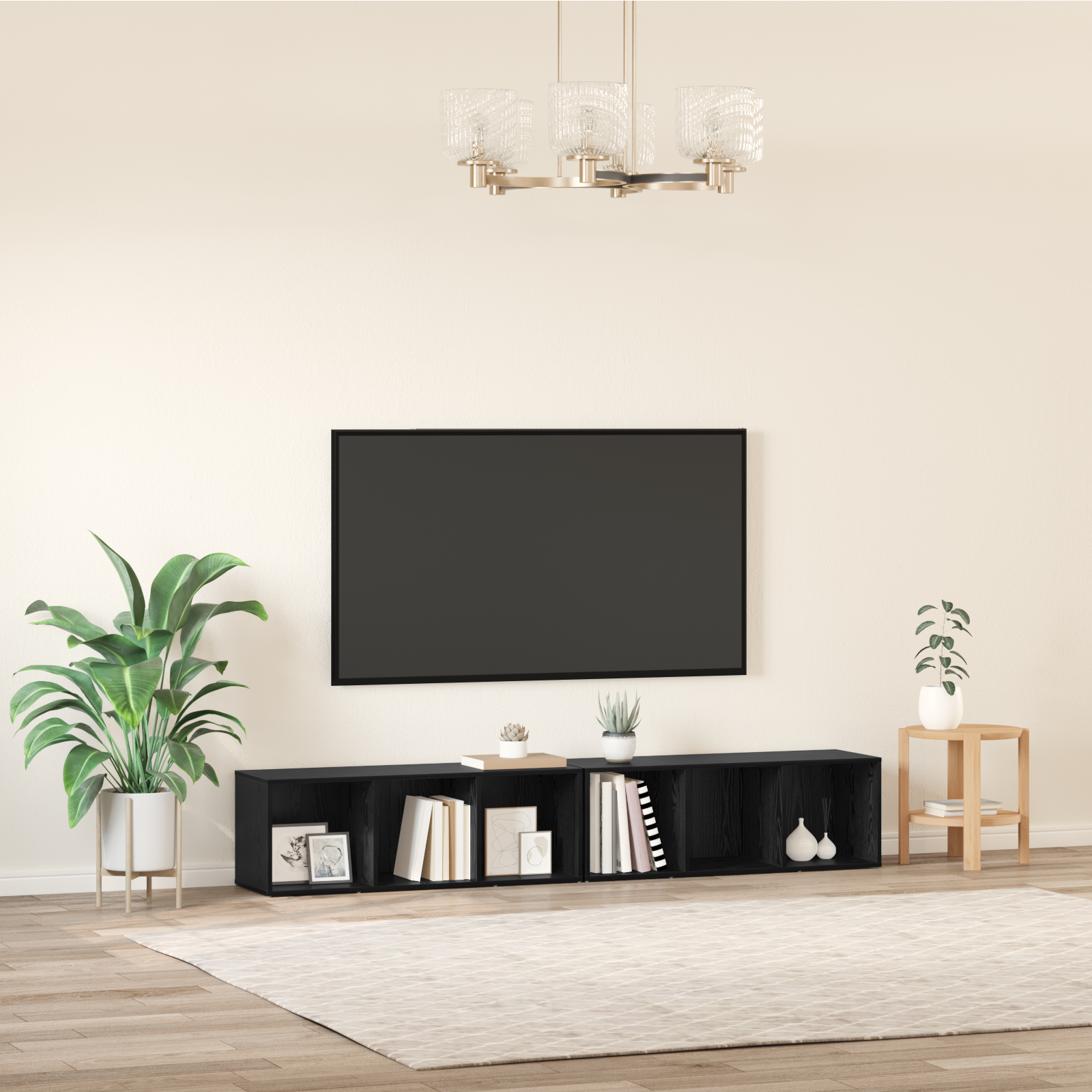 vidaXL Set comodă TV 2 pcs Stejar Negru Lemn compozit vidaXL Set comodă TV 2 pcs Stejar Negru Lemn compozit