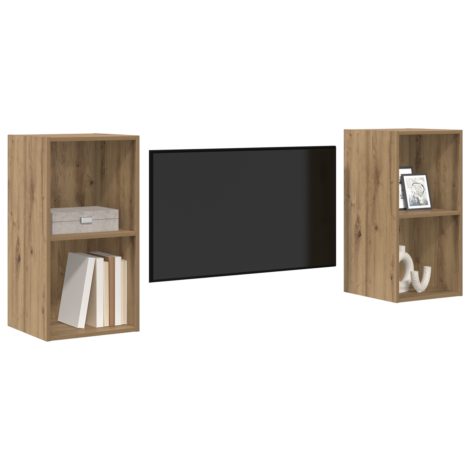 vidaXL Dulap pentru TV pe Perete 2 pcs Stejar artisanal
