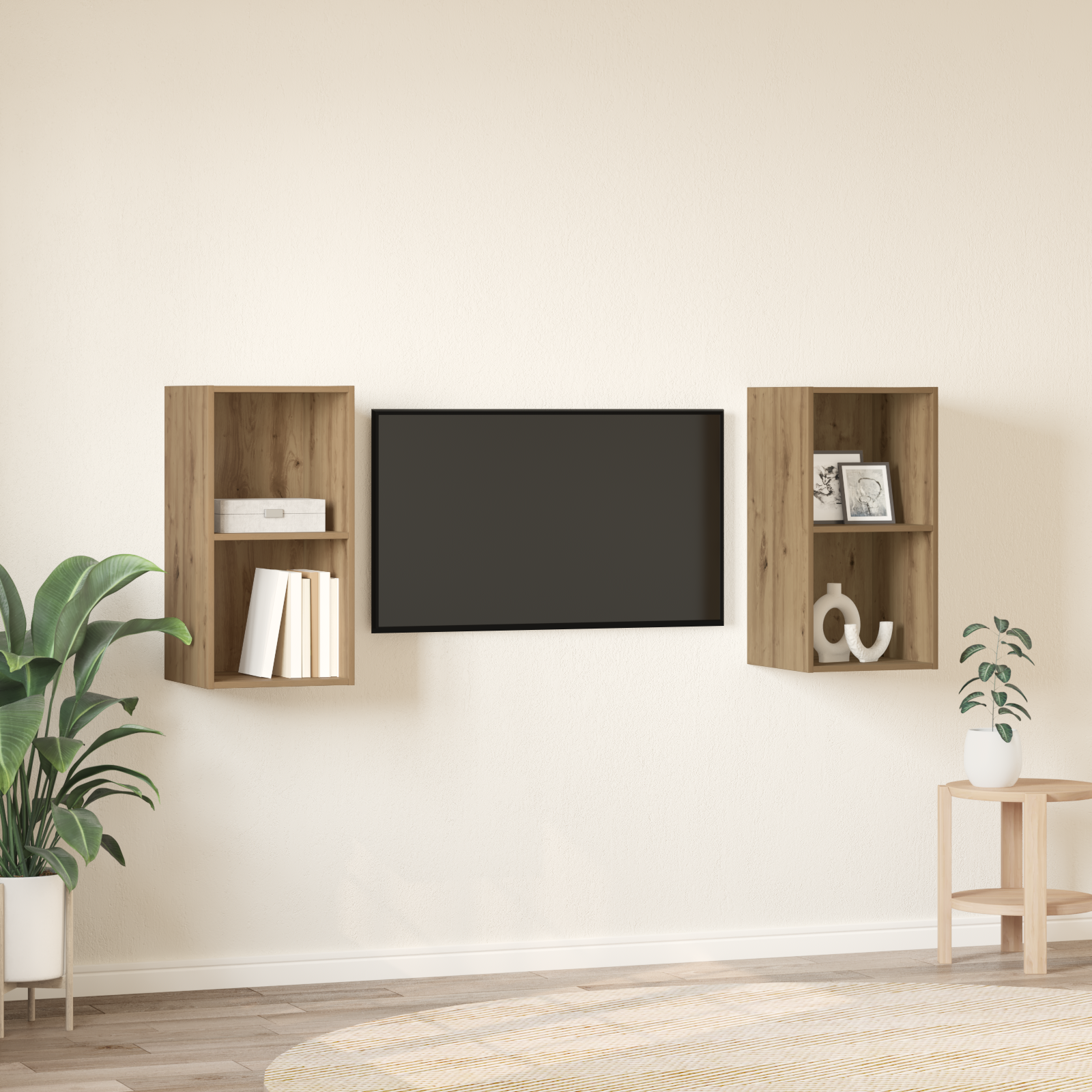 vidaXL Dulap pentru TV pe Perete 2 pcs Stejar artisanal