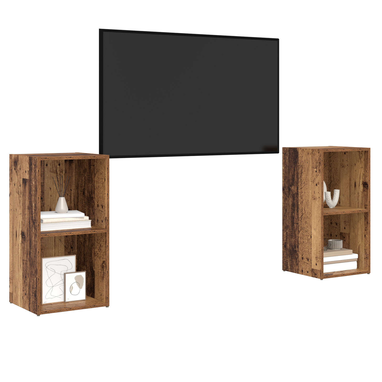 vidaXL Set comodă TV 2 pcs Lemn vechi 72 x 35 x 36.5 cm Lemn compozit vidaXL Set comodă TV 2 pcs Lemn vechi 72 x 35 x 36.5 cm Lemn compozit