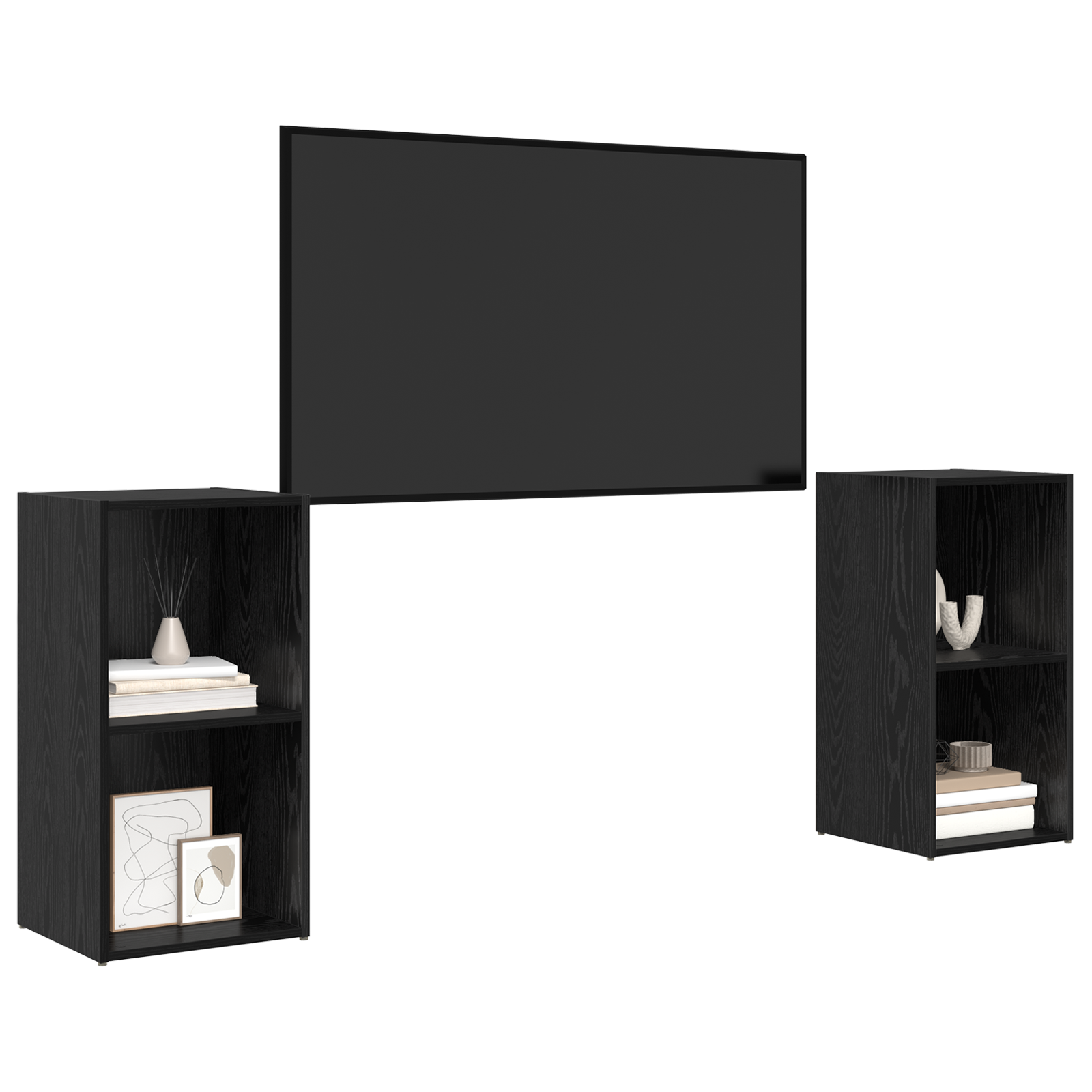 vidaXL Set comodă TV 2 pcs Stejar negru 72 x 35 x 36.5 cm vidaXL Set comodă TV 2 pcs Stejar negru 72 x 35 x 36.5 cm