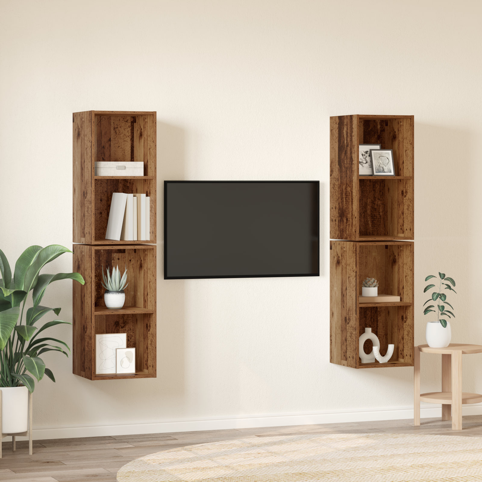 vidaXL Dulap pentru TV pe Perete 4 pcs Lemn vechi 37 x 37 x 72 cm