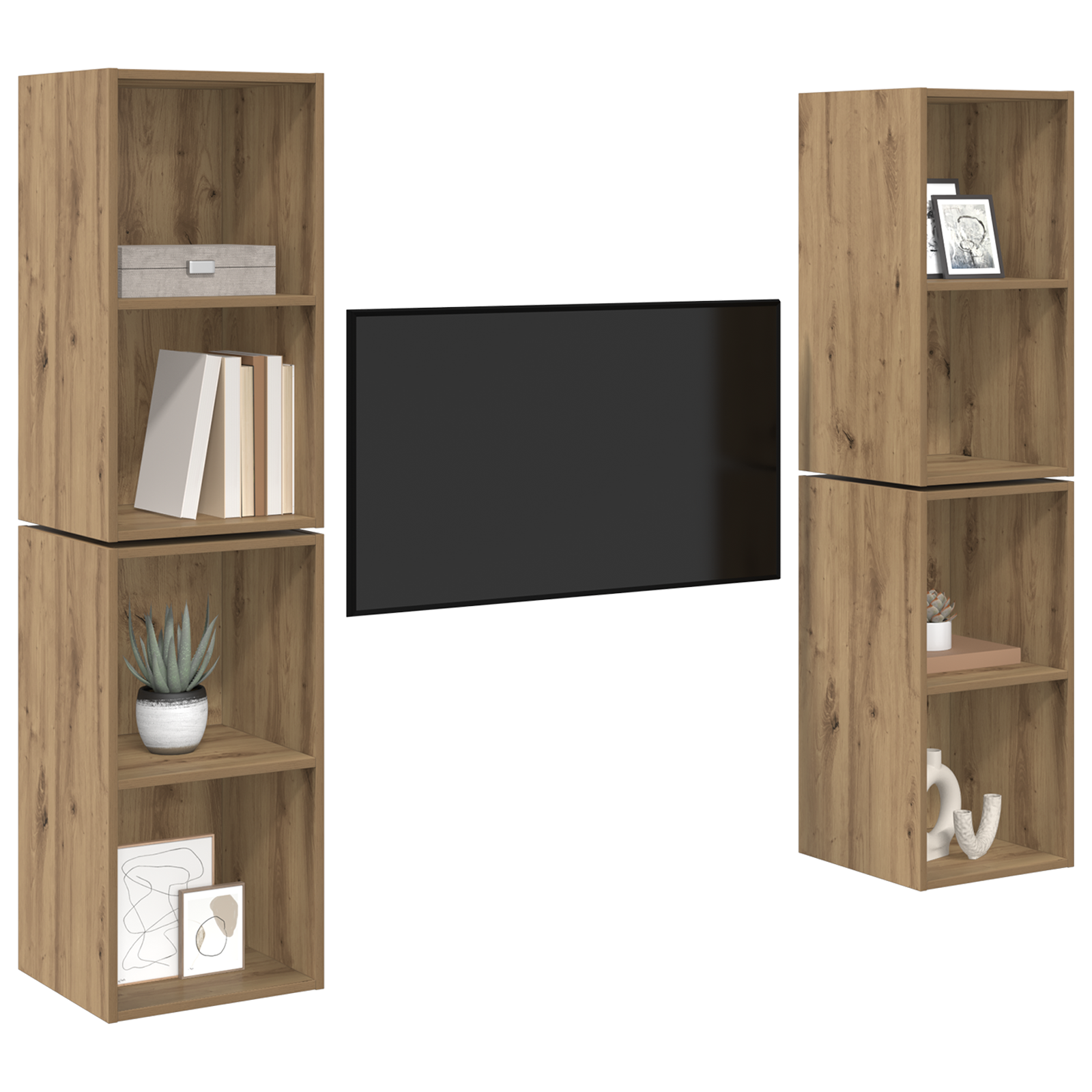 vidaXL Dulap pentru TV pe Perete 4 pcs Stejar artisanal
