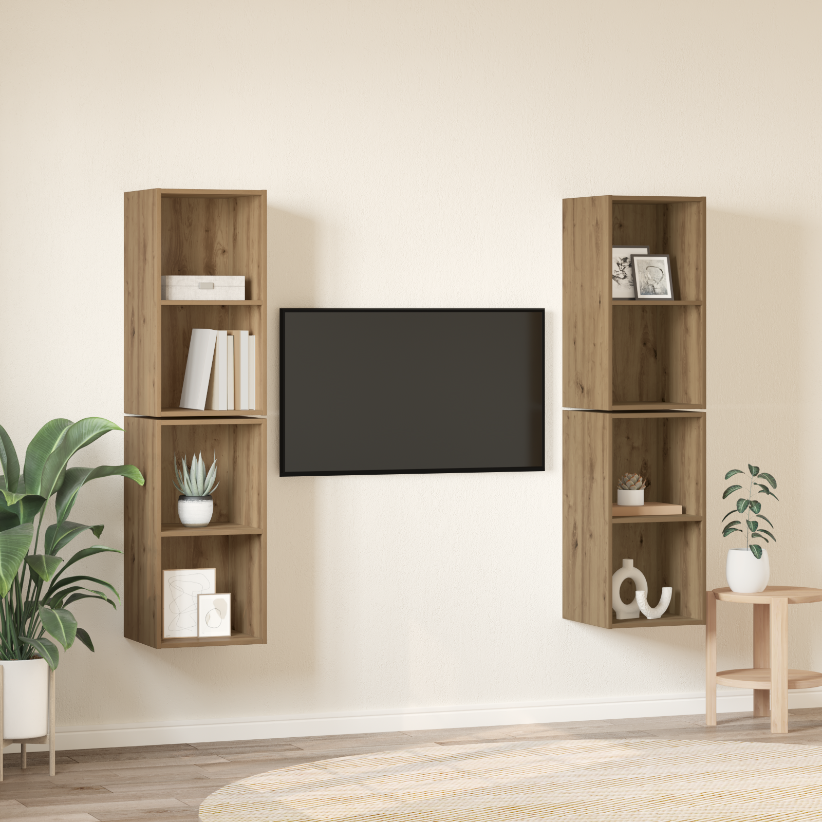 vidaXL Dulap pentru TV pe Perete 4 pcs Stejar artisanal
