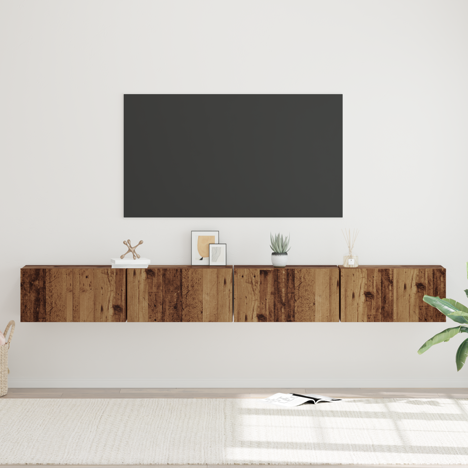 vidaXL Set comodă TV 4 pcs Lemn vechi 60 x 30 x 30 cm Lemn compozit vidaXL Set comodă TV 4 pcs Lemn vechi 60 x 30 x 30 cm Lemn compozit