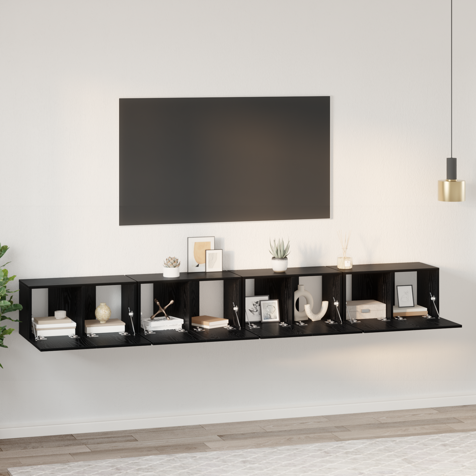 vidaXL Set comodă TV 4 pcs Stejar negru 60 x 30 x 30 cm Lemn compozit vidaXL Set comodă TV 4 pcs Stejar negru 60 x 30 x 30 cm Lemn compozit