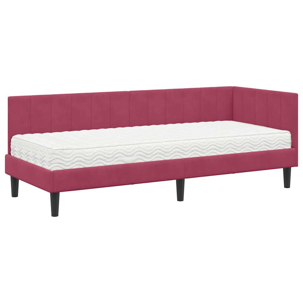 vidaXL Cadru de pat colțar cu saltea cu saltea 2 pcs Verde Catifea