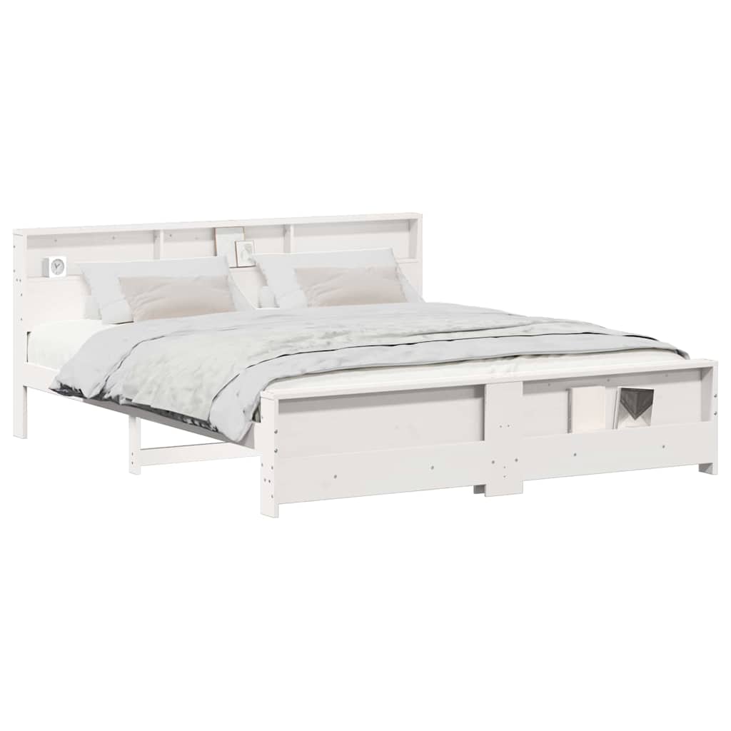 vidaXL Cadru de pat cu headboard Alb 180 x 200 cm Lemn compozit