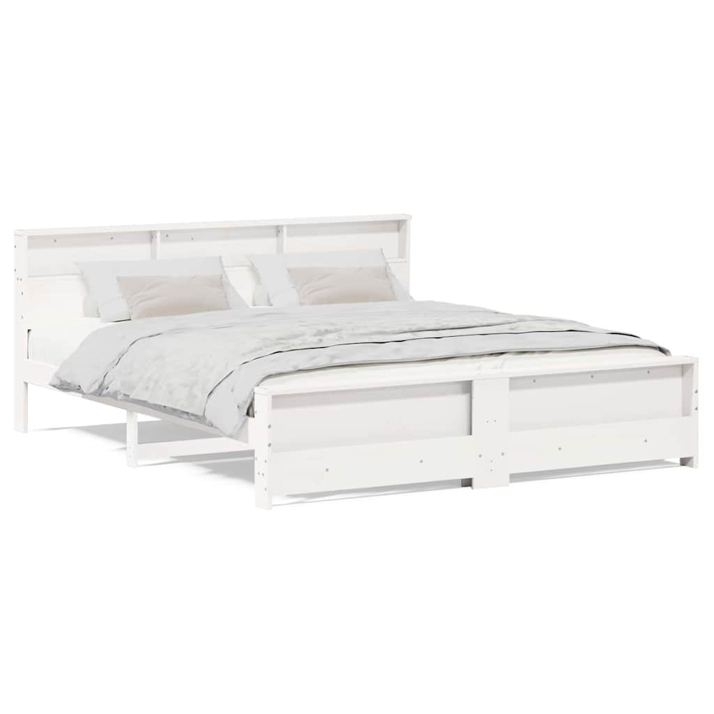 vidaXL Cadru de pat cu headboard Alb 180 x 200 cm Lemn compozit
