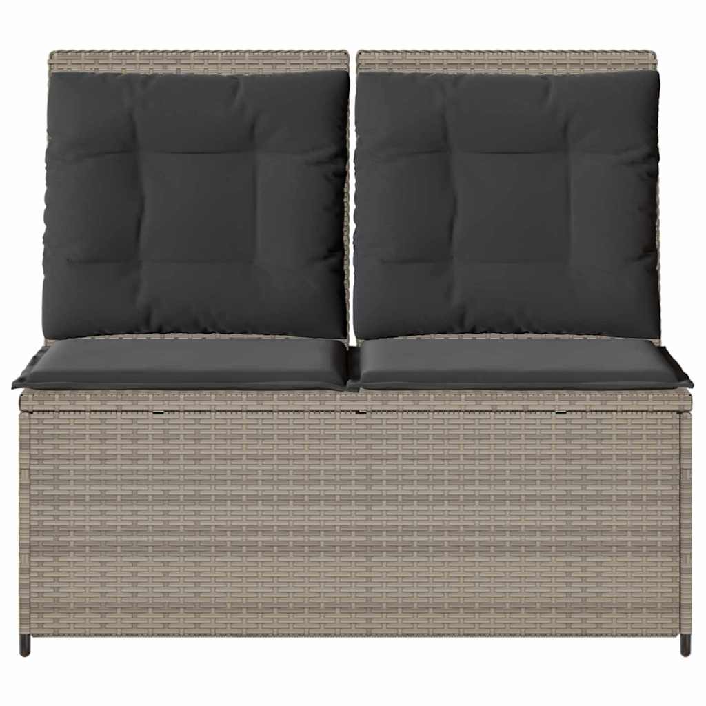 vidaXL Bancă de grădină cu pernă Gri deschis Rattan poli