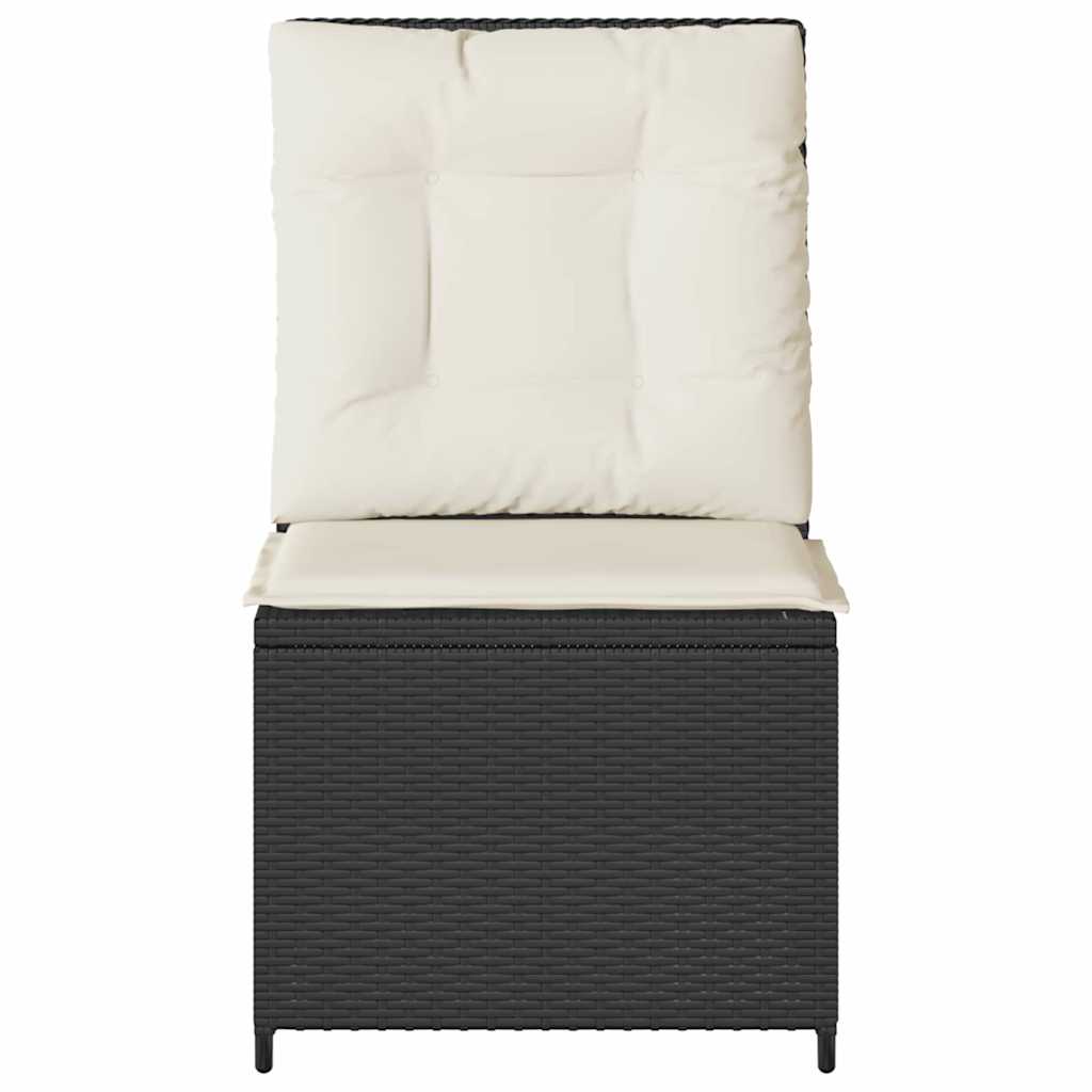 vidaXL Canapea de grădină cu pernă Negru și Alb crem poliratan