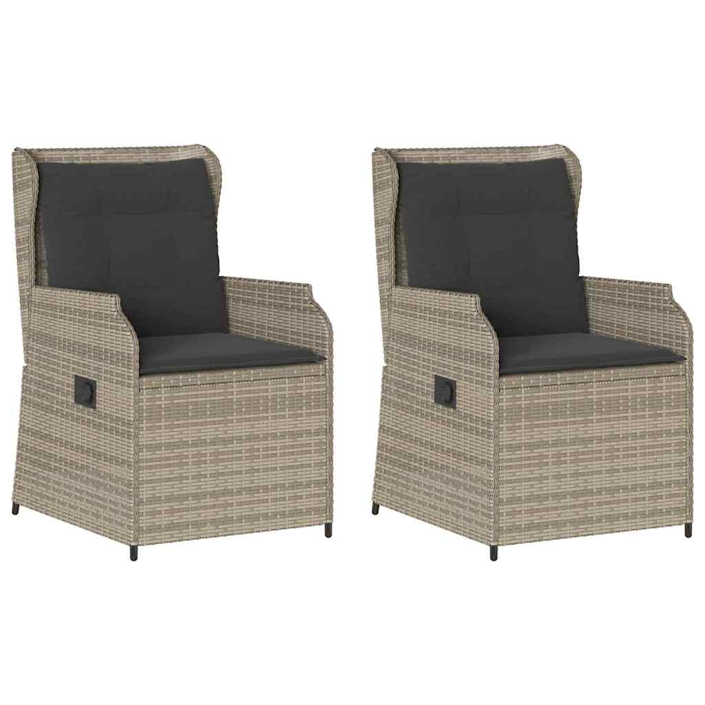 vidaXL Bancă de grădină cu pernă 2 pcs Gri deschis Rattan poli