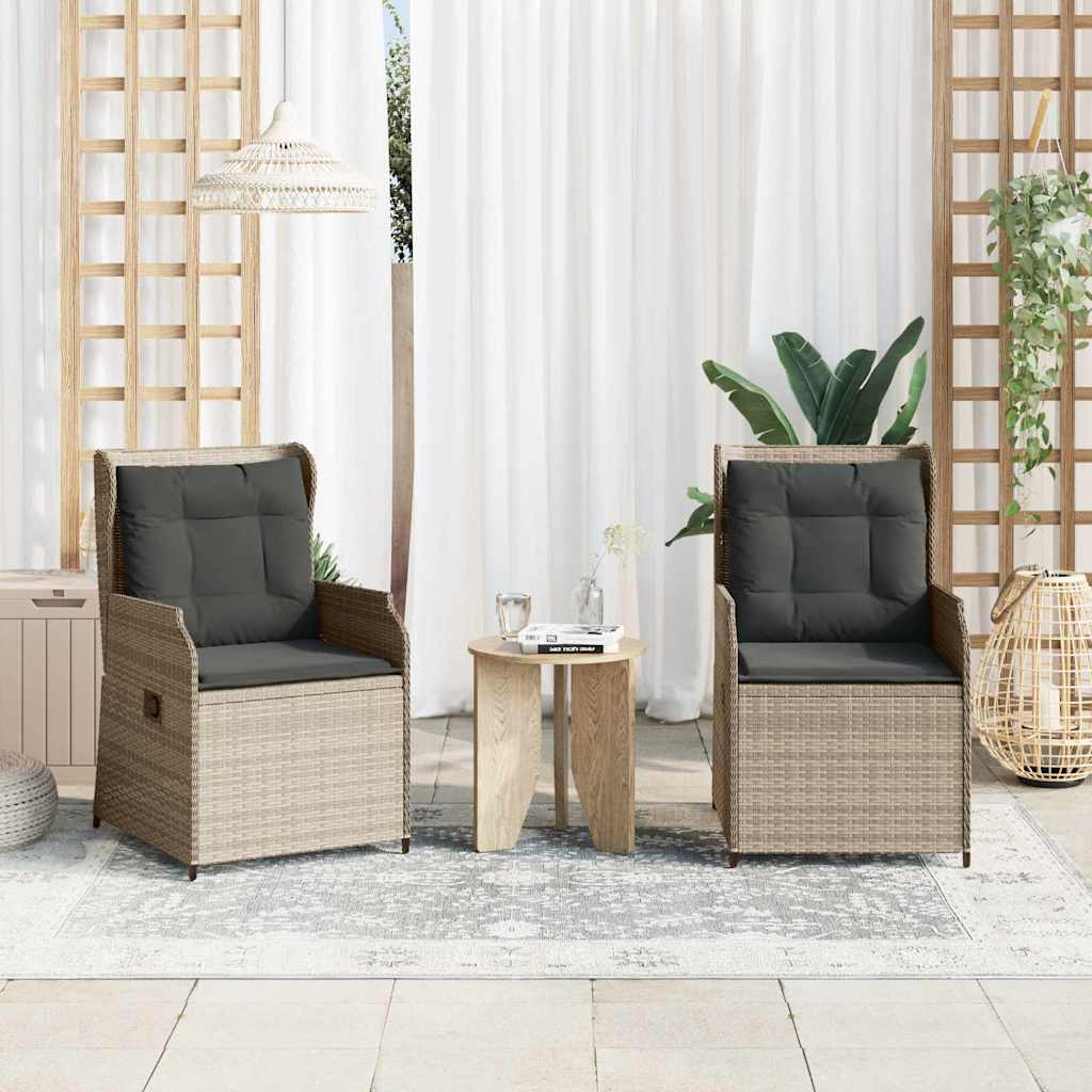 vidaXL Bancă de grădină cu pernă 2 pcs Gri deschis Rattan poli