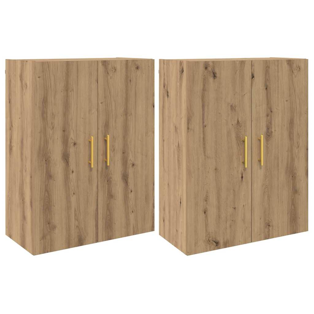 vidaXL Dulap montat pe perete 2 pcs Stejar Artizanal 69,5 x 34 x 90 cm