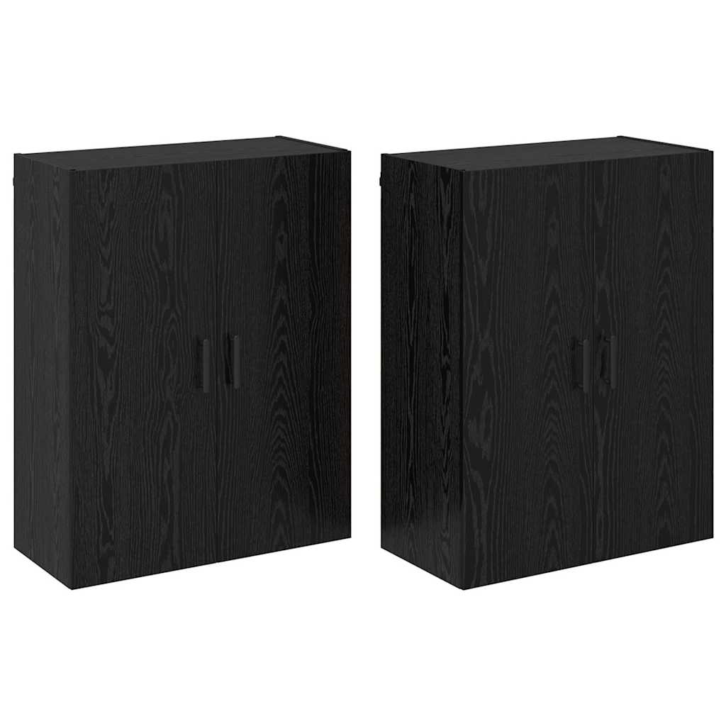 vidaXL Dulap montat pe perete 2 pcs Stejar Negru 69,5 x 34 x 90 cm