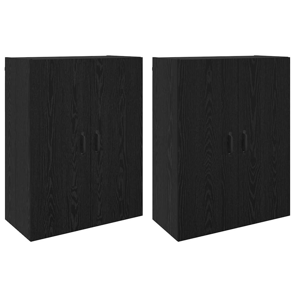 vidaXL Dulap montat pe perete 2 pcs Stejar Negru 69,5 x 34 x 90 cm