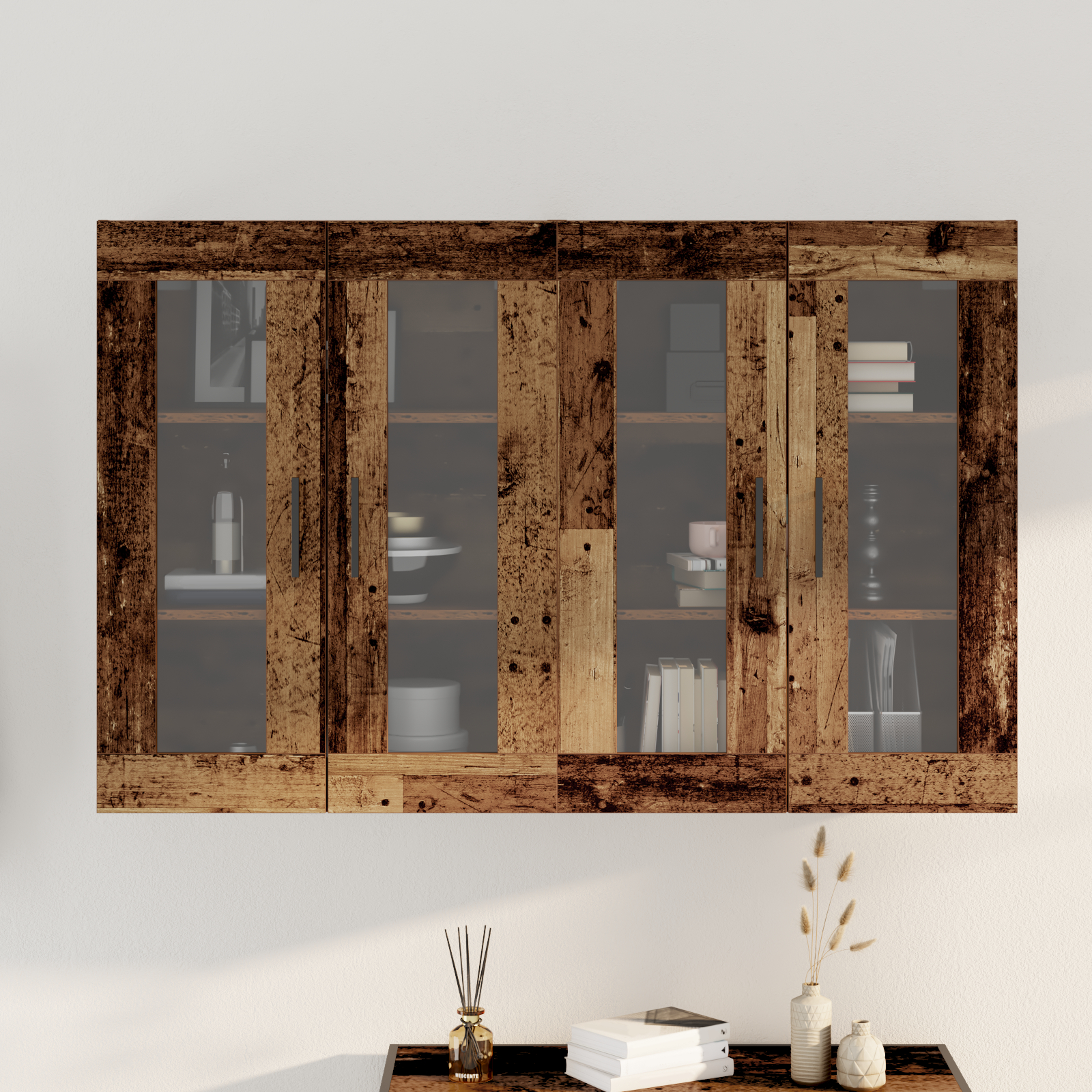 vidaXL Mobilier cu Montaj pe Perete 2 pcs Lemn vechi 69.5 x 34 x 90 cm vidaXL Mobilier cu Montaj pe Perete 2 pcs Lemn vechi 69.5 x 34 x 90 cm