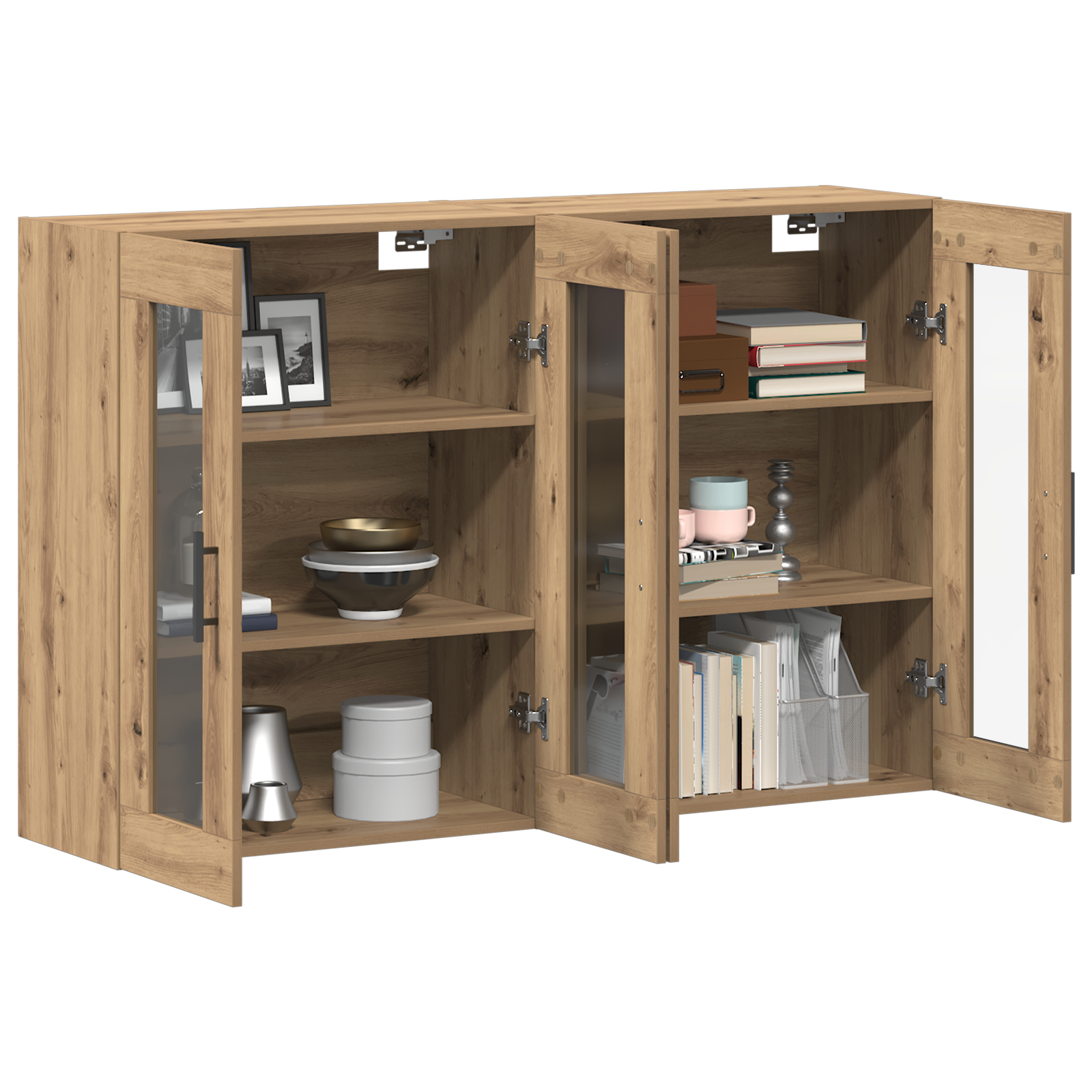 vidaXL Mobilier cu Montaj pe Perete 2 pcs Stejar Artisan și Negru vidaXL Mobilier cu Montaj pe Perete 2 pcs Stejar Artisan și Negru