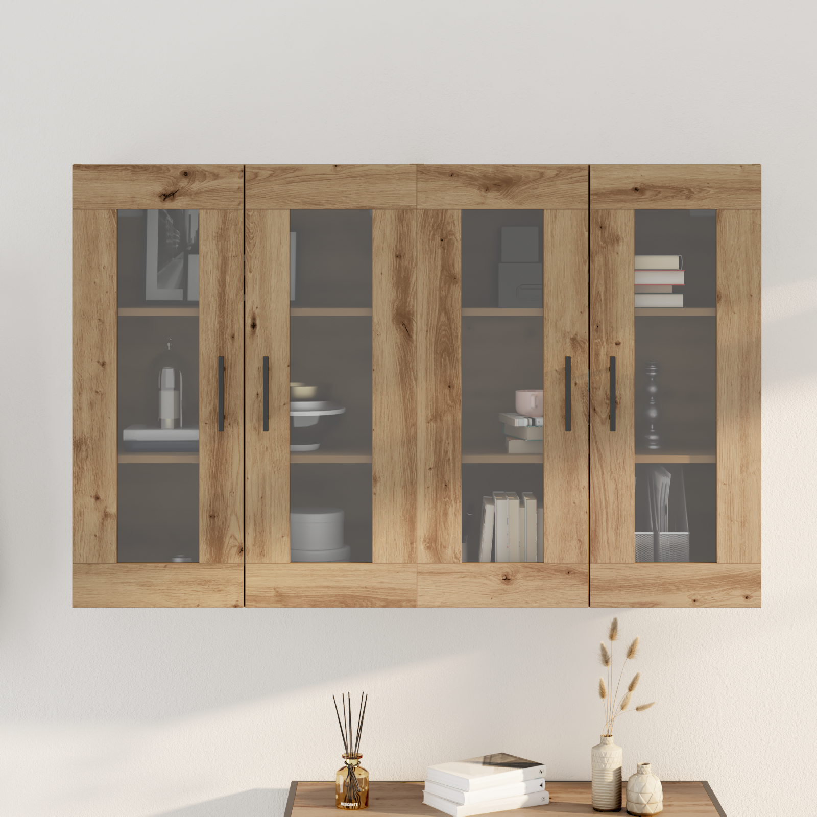 vidaXL Mobilier cu Montaj pe Perete 2 pcs Stejar Artisan și Negru vidaXL Mobilier cu Montaj pe Perete 2 pcs Stejar Artisan și Negru