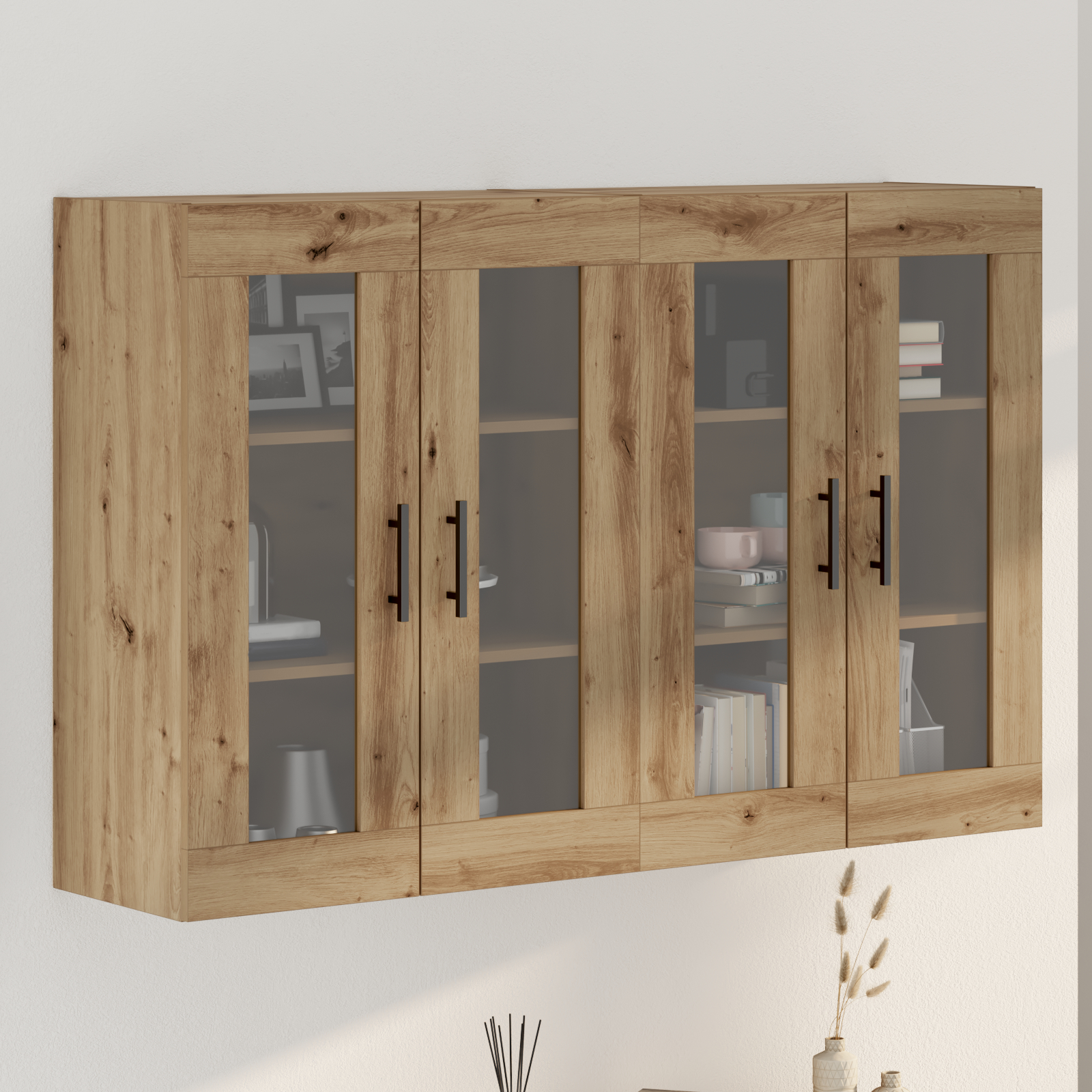 vidaXL Mobilier cu Montaj pe Perete 2 pcs Stejar Artisan și Negru vidaXL Mobilier cu Montaj pe Perete 2 pcs Stejar Artisan și Negru