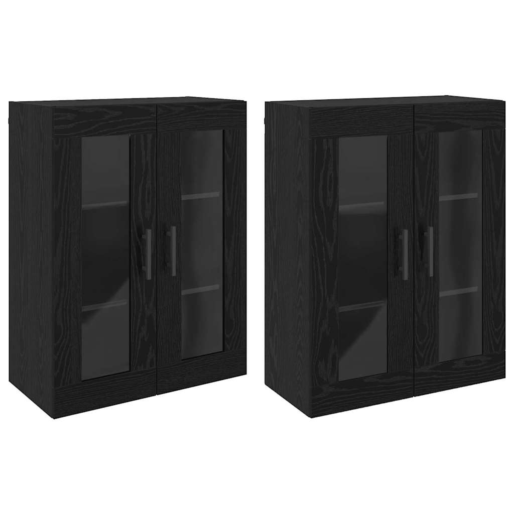 vidaXL Mobilier cu Montaj pe Perete 2 pcs Stejar negru