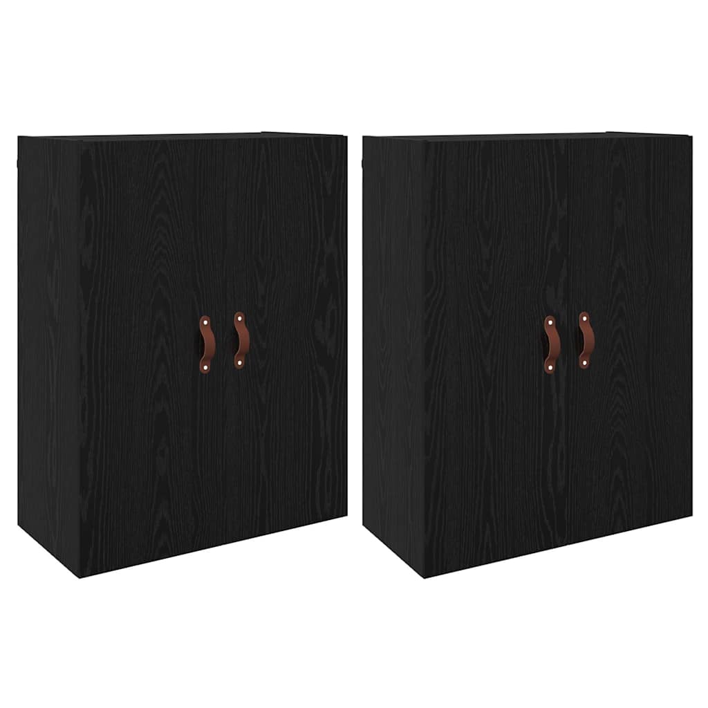 vidaXL Dulap montat pe perete 2 pcs Stejar Negru 69,5 x 34 x 90 cm