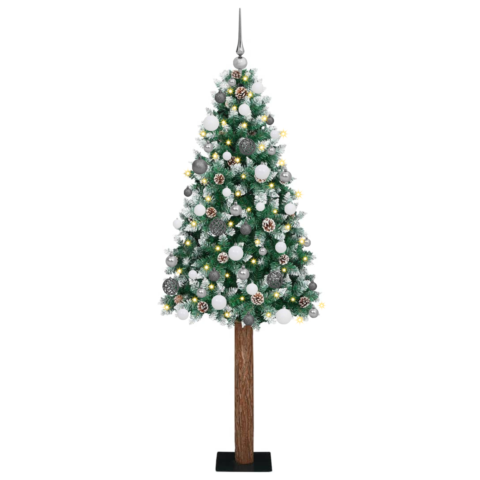 vidaXL Brad de Crăciun Slim LED-uri și Set de Bile Verde 210 cm PVC vidaXL Brad de Crăciun Slim LED-uri și Set de Bile Verde 210 cm PVC