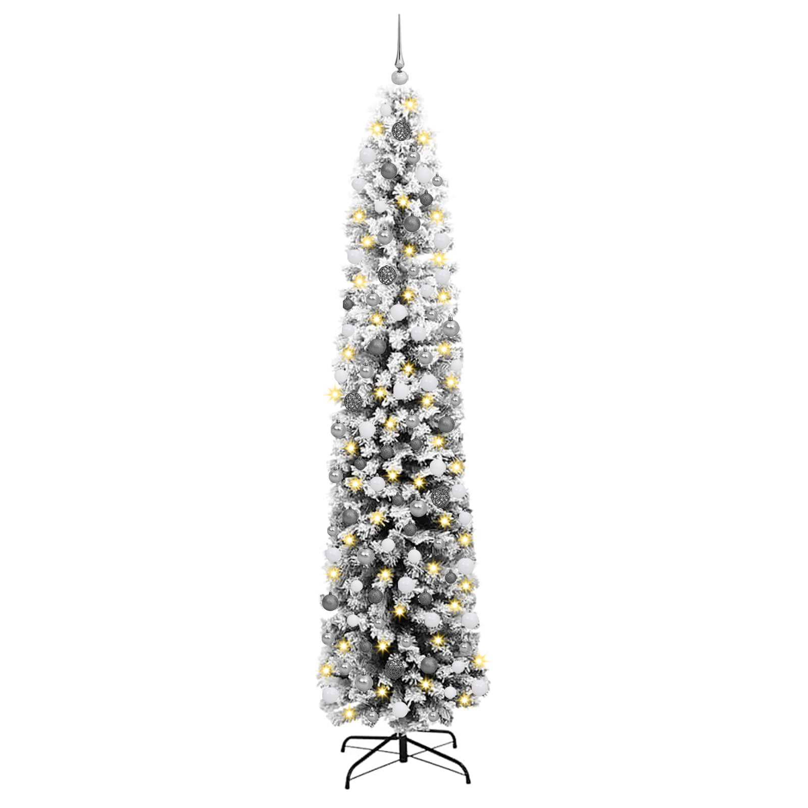 vidaXL Brad de Crăciun slim cu 300 LED-uri și set de bile cu zăpadă acoperită verde 240 cm vidaXL Brad de Crăciun slim cu 300 LED-uri și set de bile cu zăpadă acoperită verde 240 cm